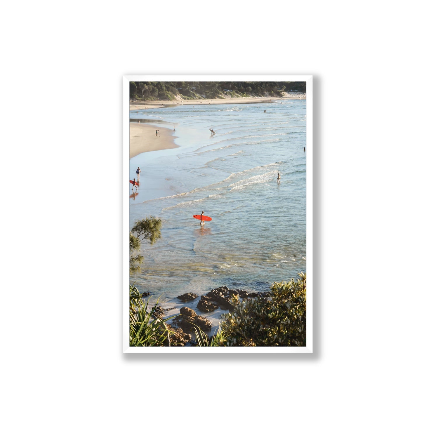 Seclusion Byron Bay Surf coastal wall art Extra Large full-bleed fine art print in white frame