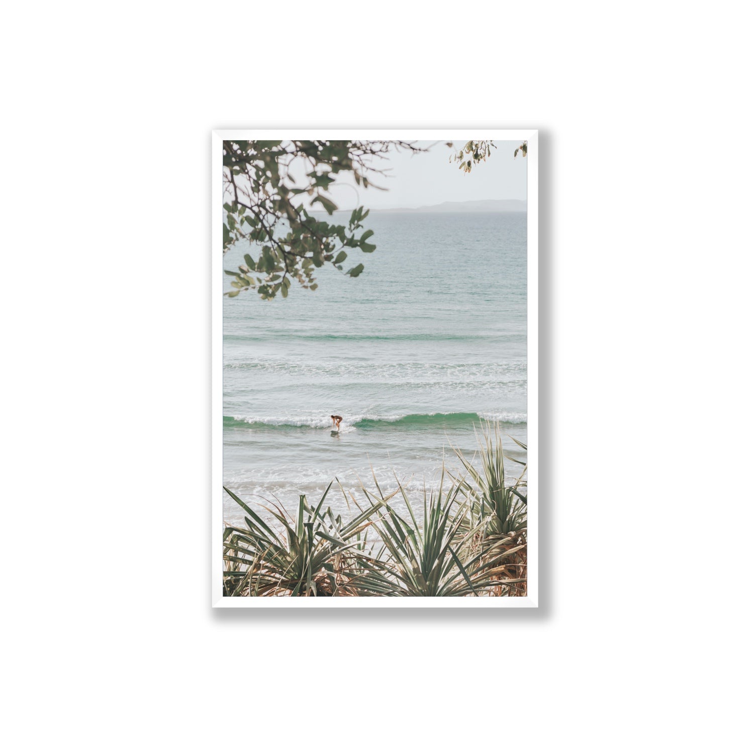 Dream Boat fine art print, Noosa, Australia, coastal scenes artwork, Extra Large, White Frame · Full Bleed, Fine Art Print