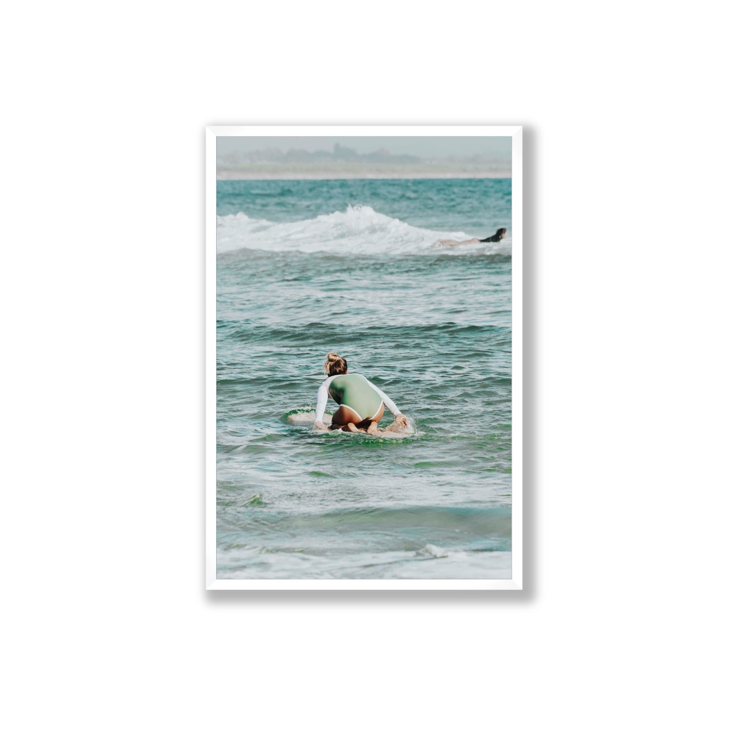 Quincy Byron Bay Surf coastal wall art Extra Large full-bleed fine art print in white frame
