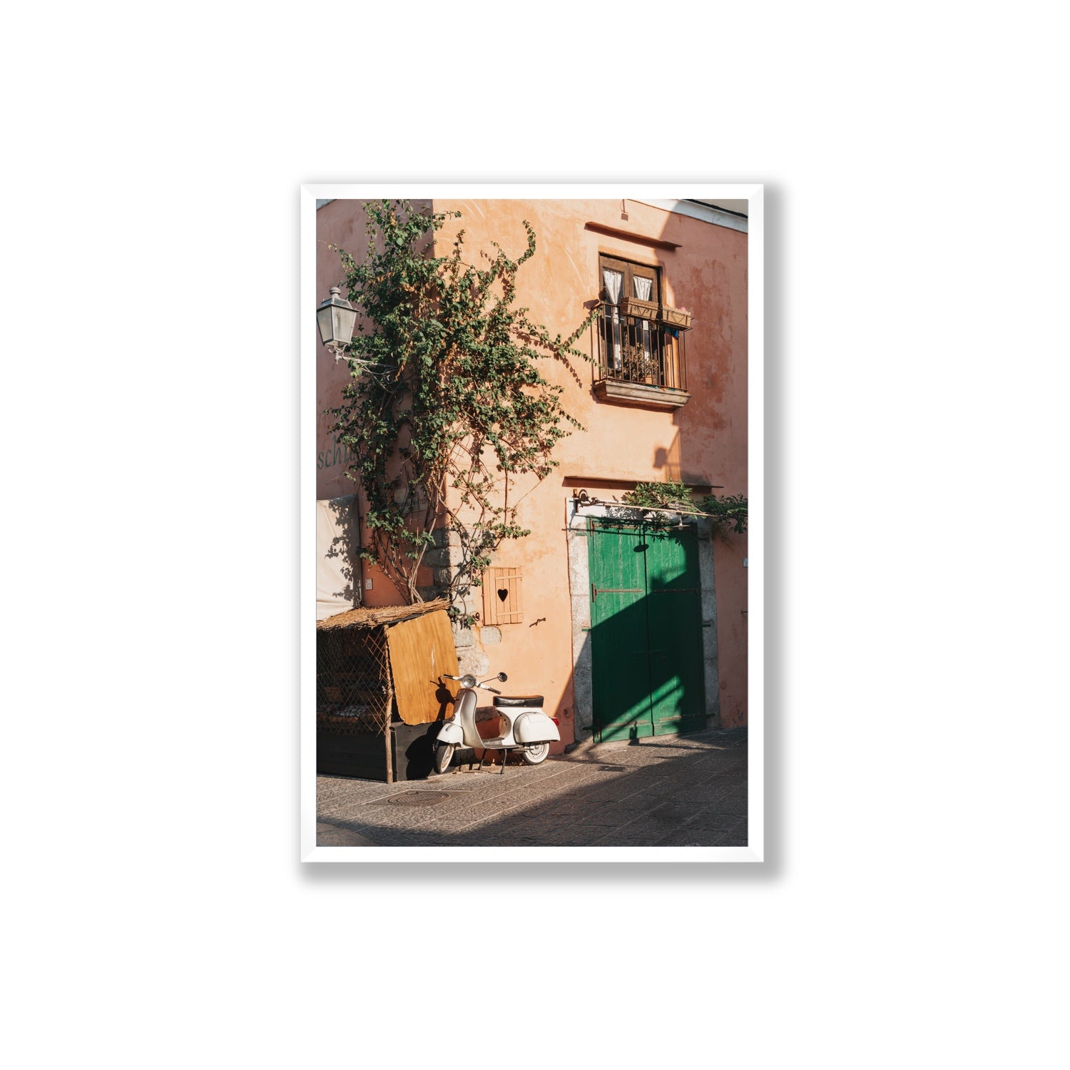 La Casa Ischia Italian Mediterranean decor wall art Extra Large full-bleed fine art print in white frame