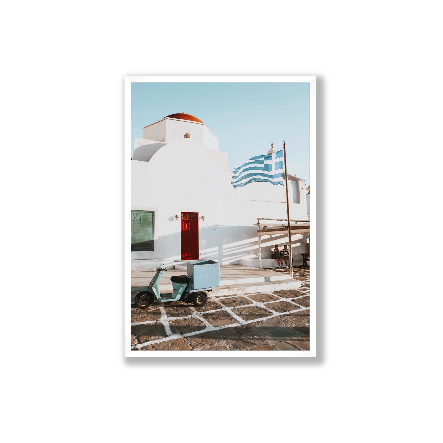 Mykonos Postcard fine art print, Mykonos, Greece, Extra Large, White Frame · Full Bleed, Fine Art Print