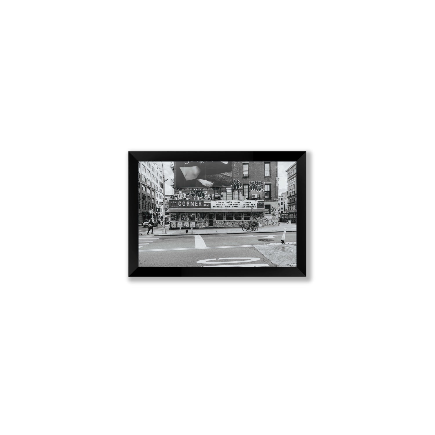 Kenmare Street New York NYC Black & White wall art Small full-bleed fine art print in black frame