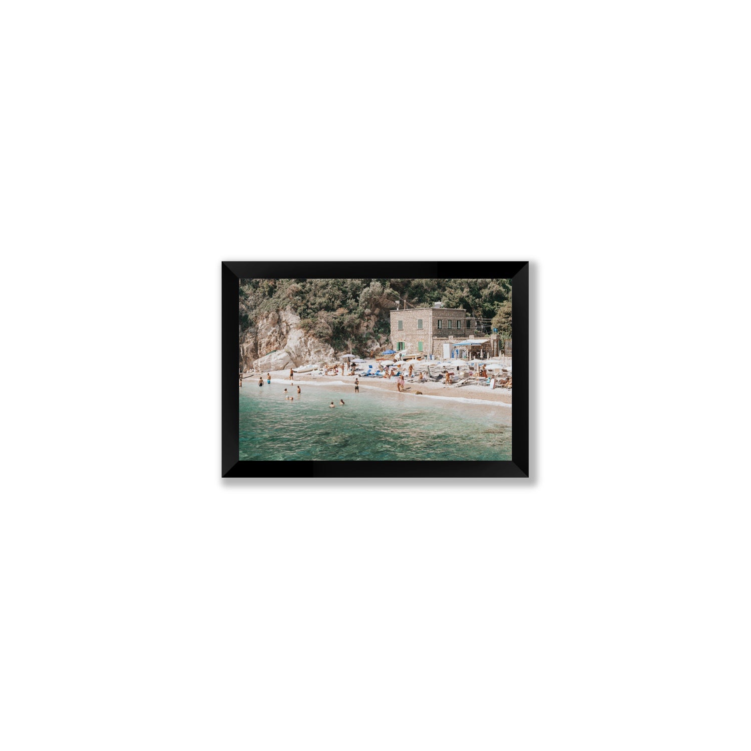 Secluded Sanctuary Nerano Italian Mediterranean decor wall art Small full-bleed fine art print in black frame