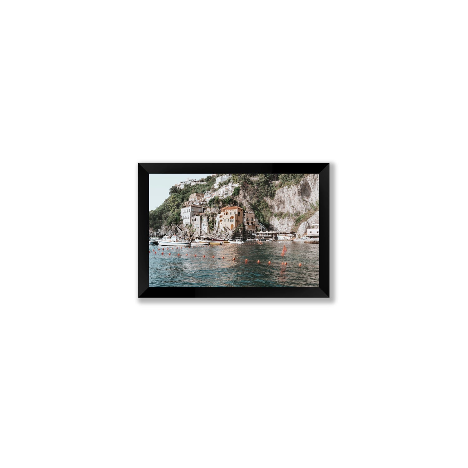 Amalfi Villas fine art print, Amalfi, Italy, coastal scenes artwork, Small, Black Frame · Full Bleed, Fine Art Print