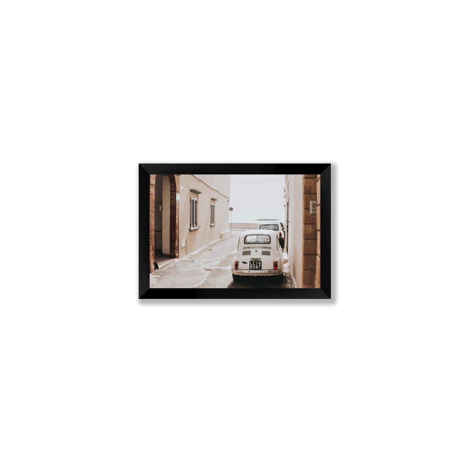 Bambini Lane Puglia Italian wall art Small full-bleed fine art print in black frame