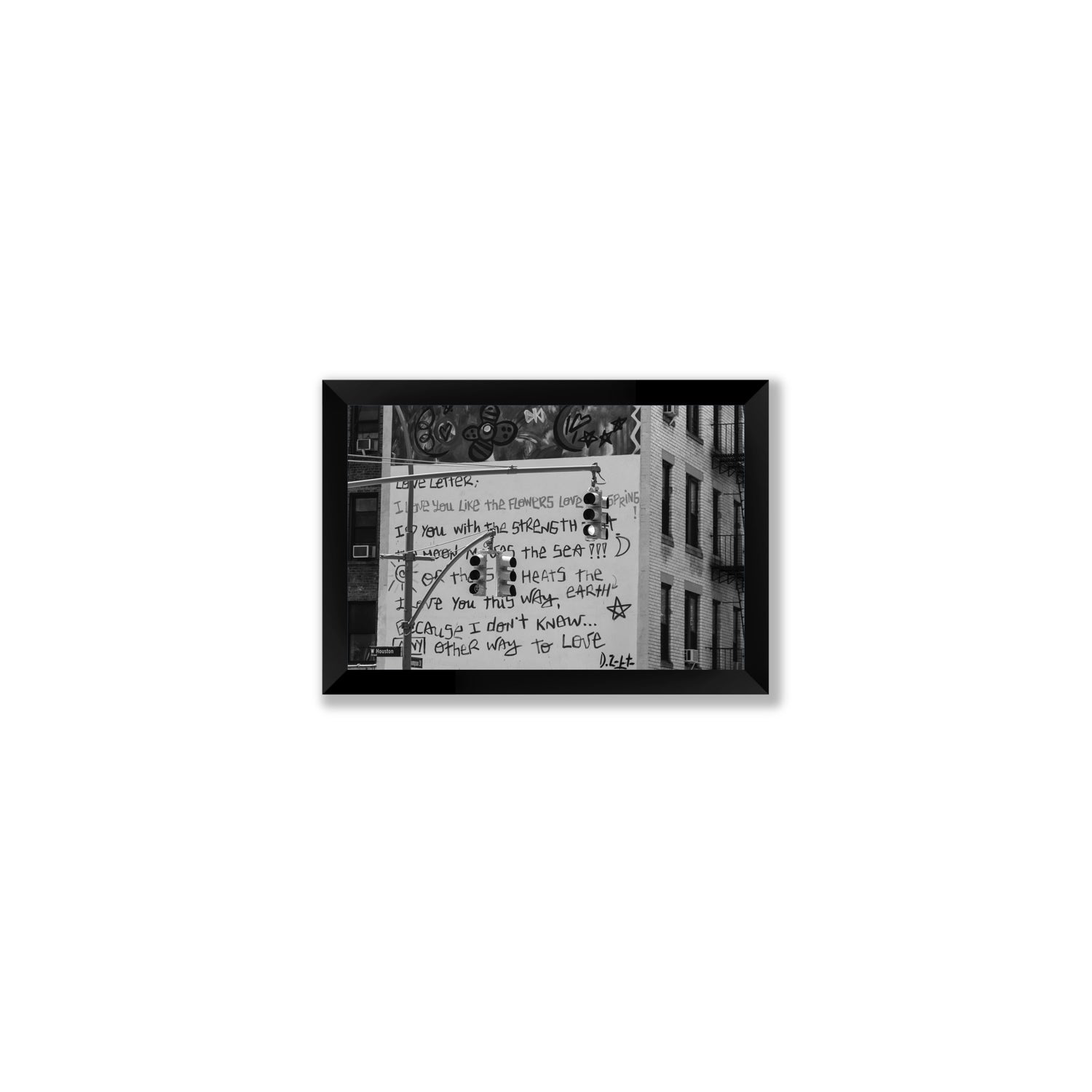 Love Letter New York NYC Black & White wall art Small full-bleed fine art print in black frame
