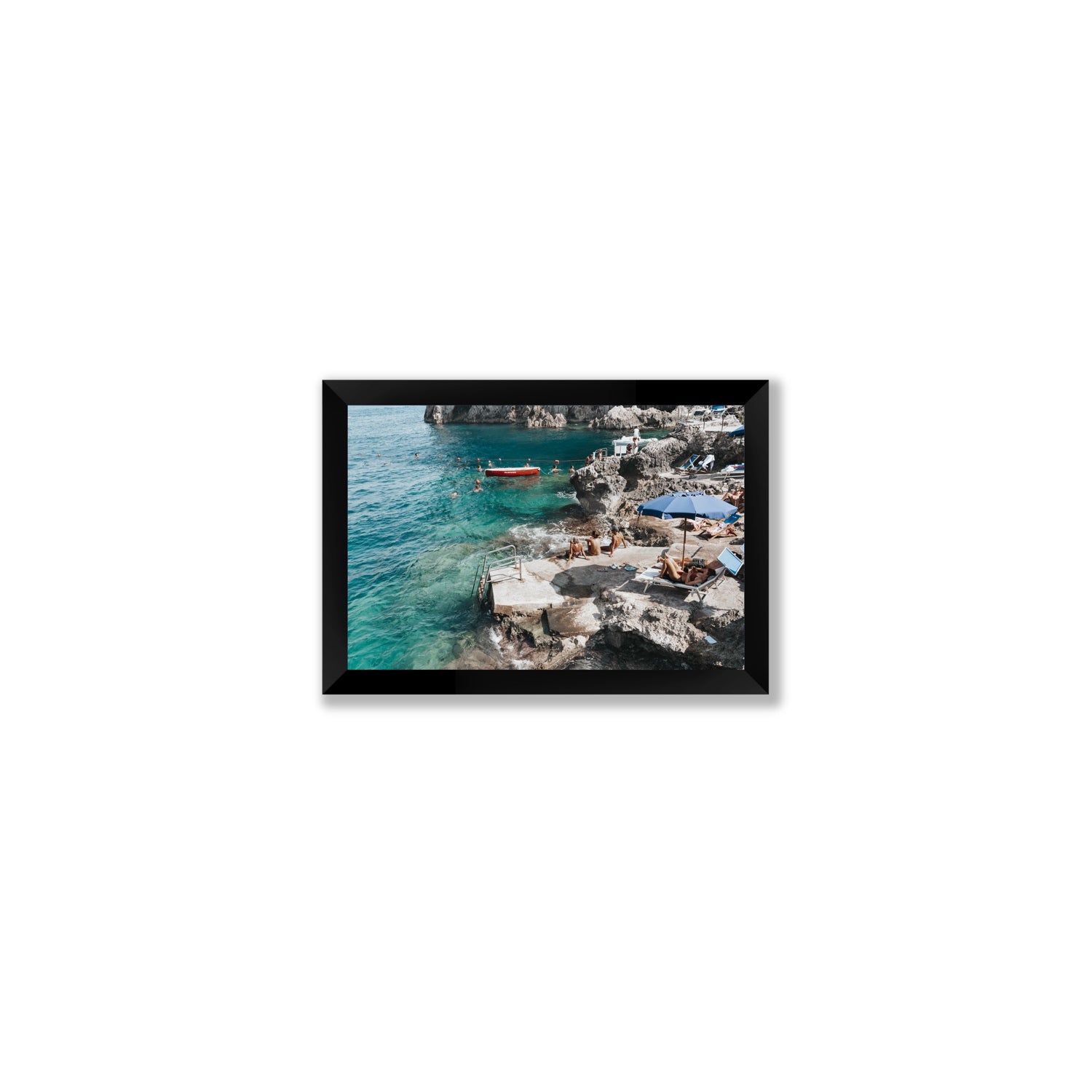 Serenity By The Sea Capri Mediterranean wall art Small full-bleed fine art print in black frame