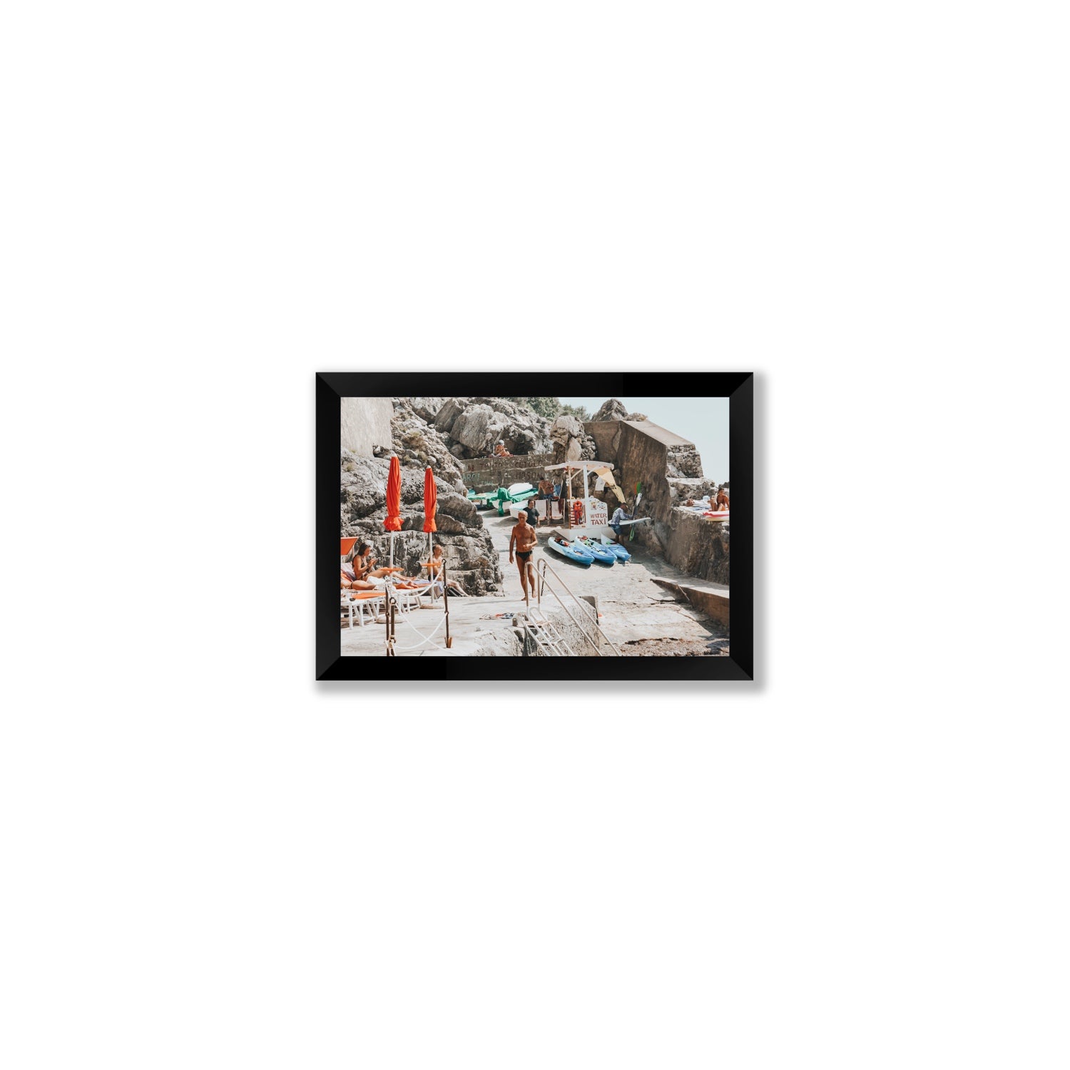 The Local Praiano Amalfi Coast Mediterranean wall art Small full-bleed fine art print in black frame