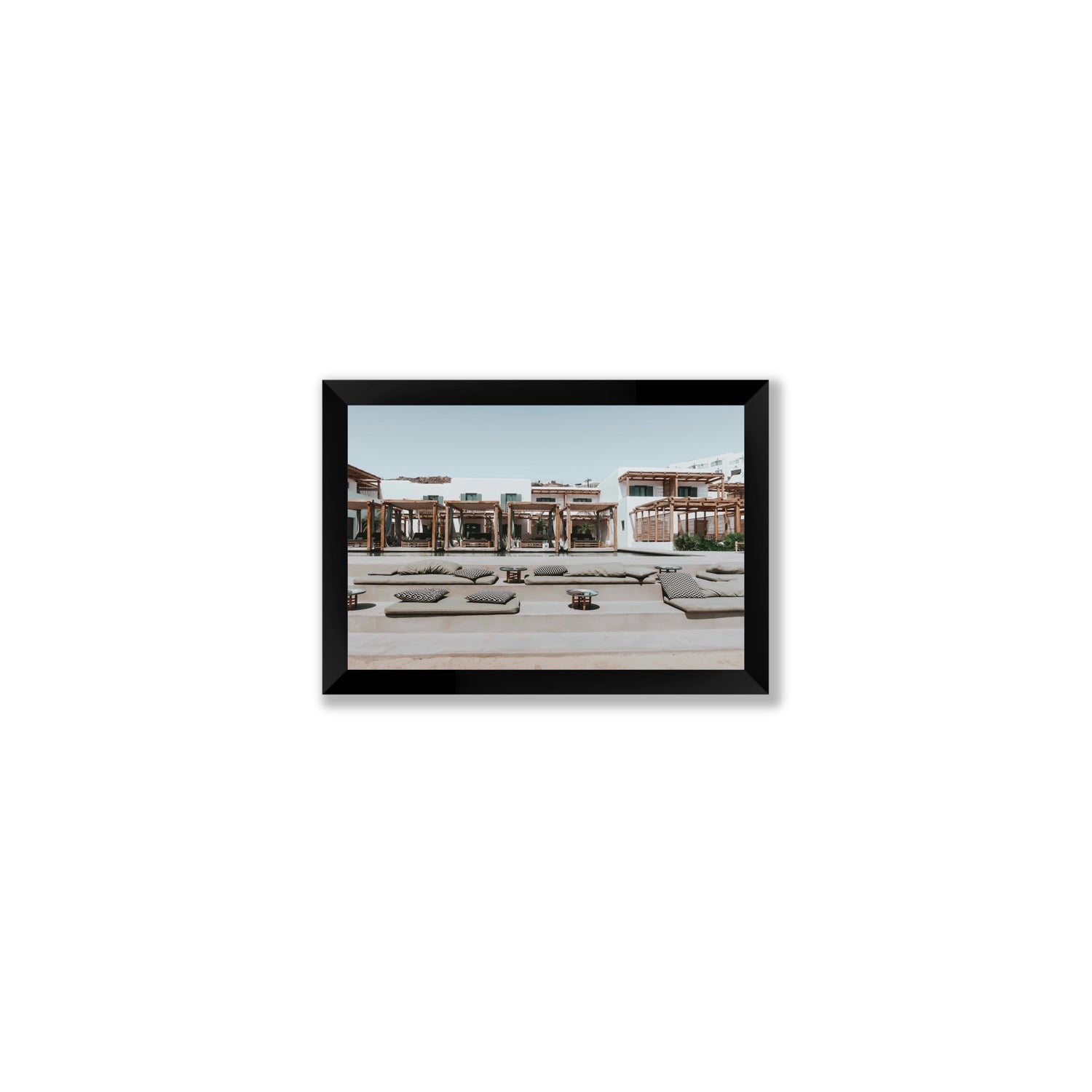 Platis Gialos fine art print, Mykonos, Greece, Small, Black Frame · Full Bleed, Fine Art Print