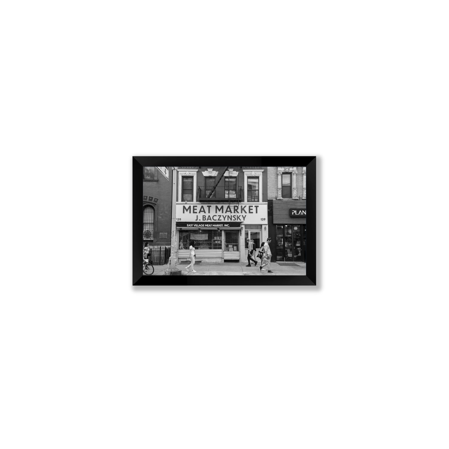 Meat District New York NYC Black & White wall art Small full-bleed fine art print in black frame