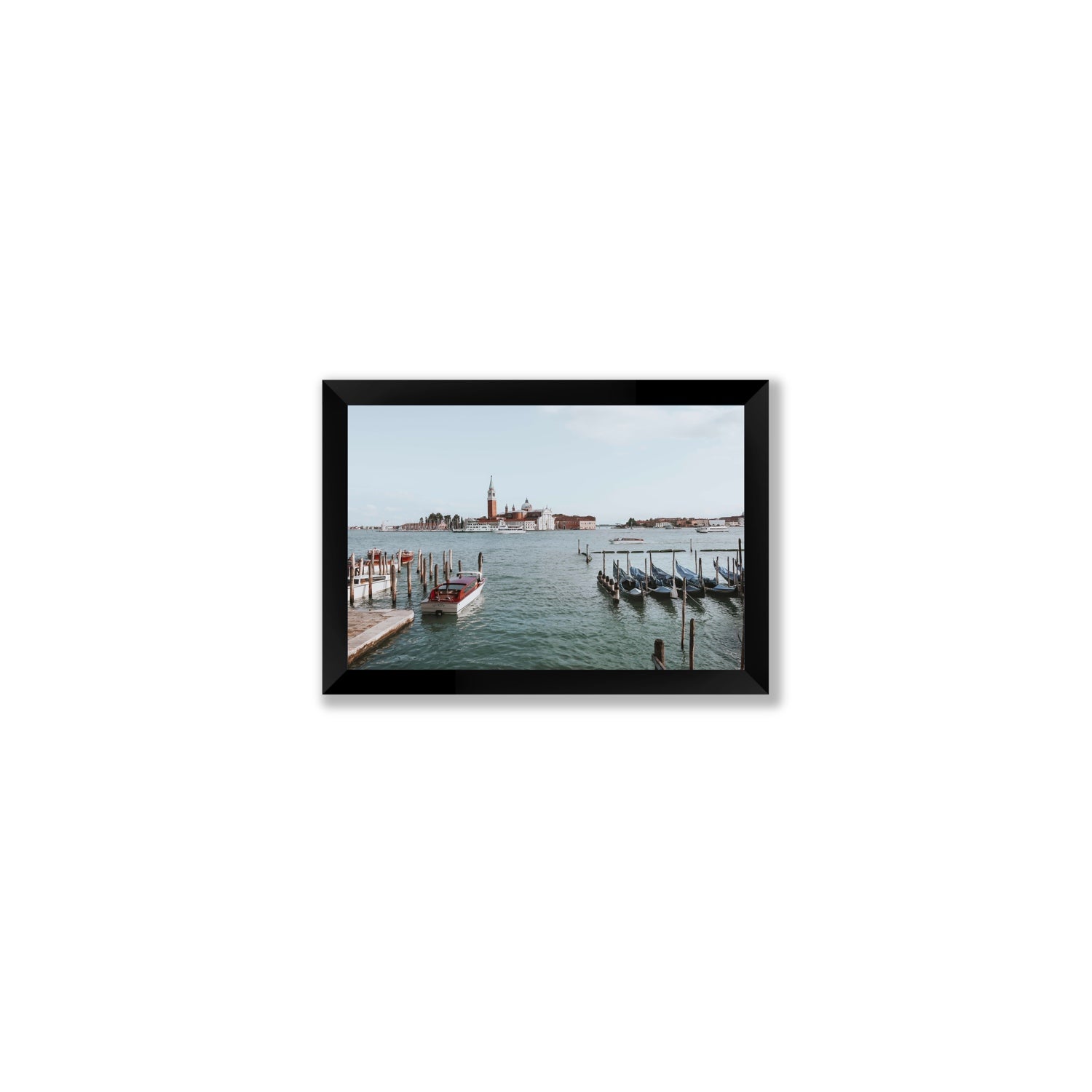 Venetian Waterscape Venice Italian art print Small full-bleed fine art print in black frame