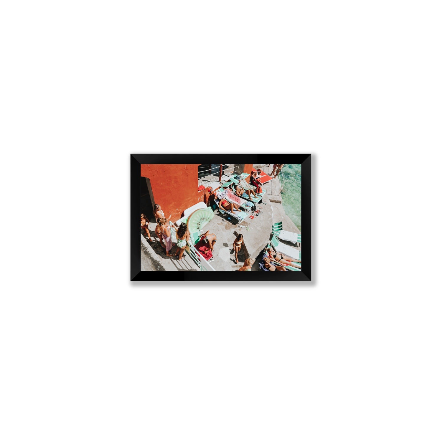 Italianita Capri beach Mediterranean wall art Small full-bleed fine art print in black frame