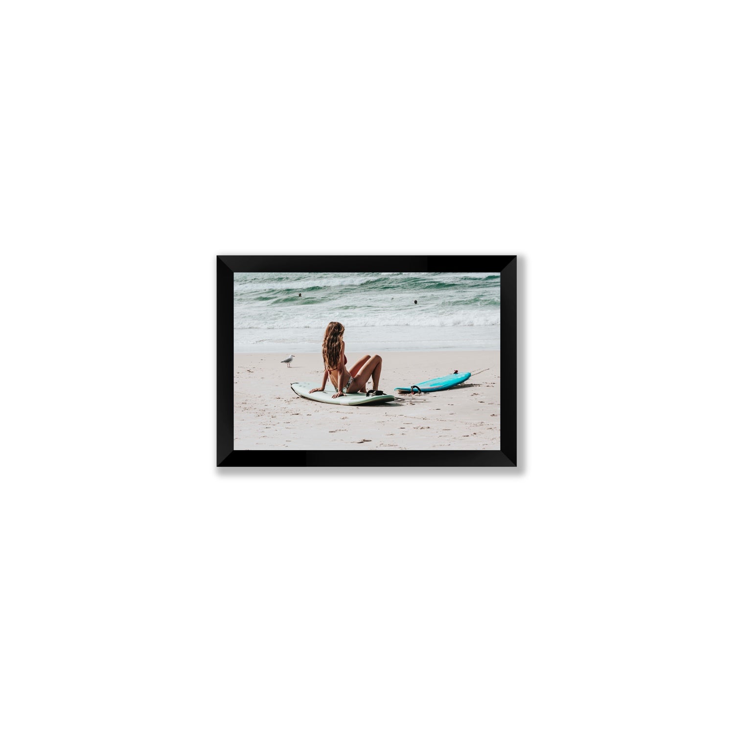 Ciao Bella Byron Bay Surf coastal wall art Small full-bleed fine art print in black frame