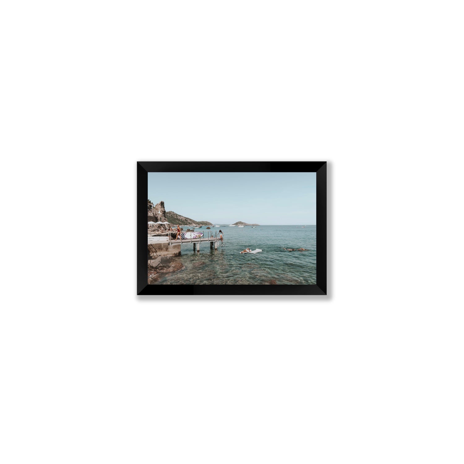 Retro Glamour Tuscany coastal Italian wall art Small full-bleed fine art print in black frame