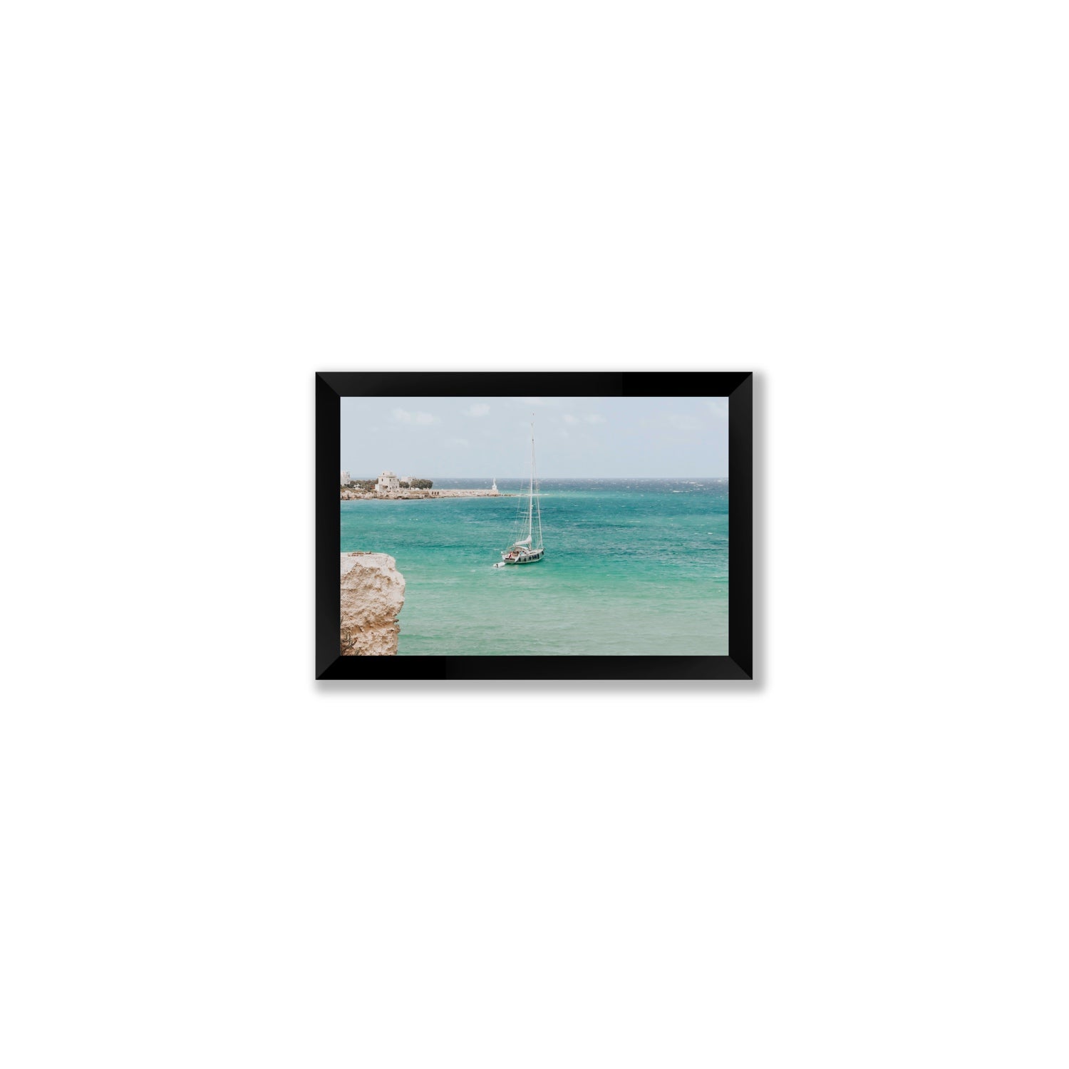 Adriatic Escape Puglia Italian coastal decor wall art Small full-bleed fine art print in black frame