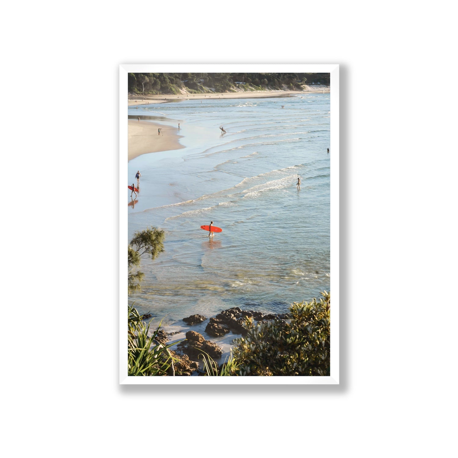 Seclusion Byron Bay Surf coastal wall art Giant full-bleed fine art print in white frame