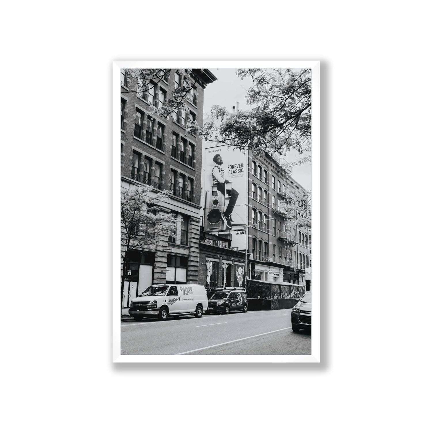 Forever Classic New York NYC Black & White wall art Giant full-bleed fine art print in white frame