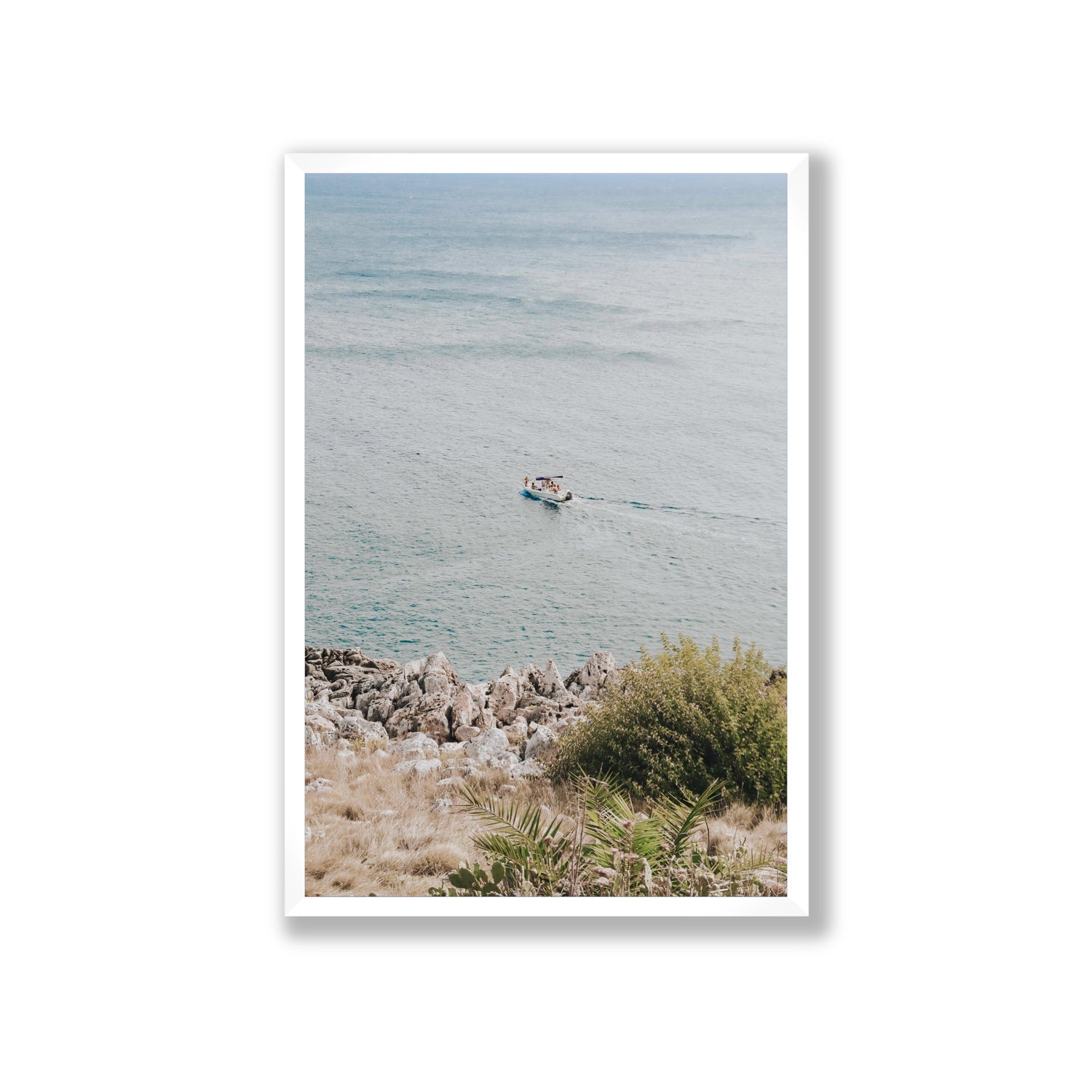 Puglian Departure Puglia coastal Italian wall art Giant full-bleed fine art print in white frame