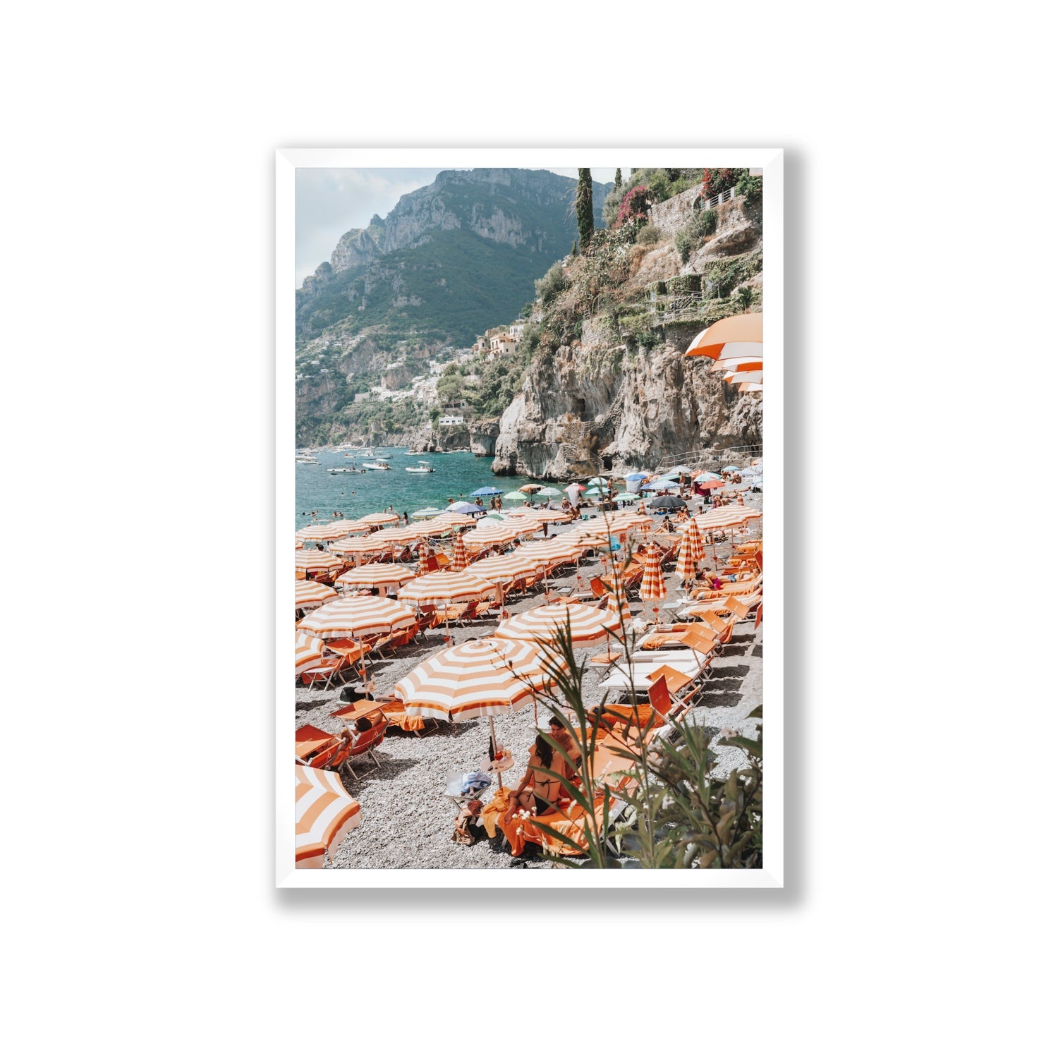 Bagni d'Arienzo Positano decor wall art Giant full-bleed fine art print in white frame