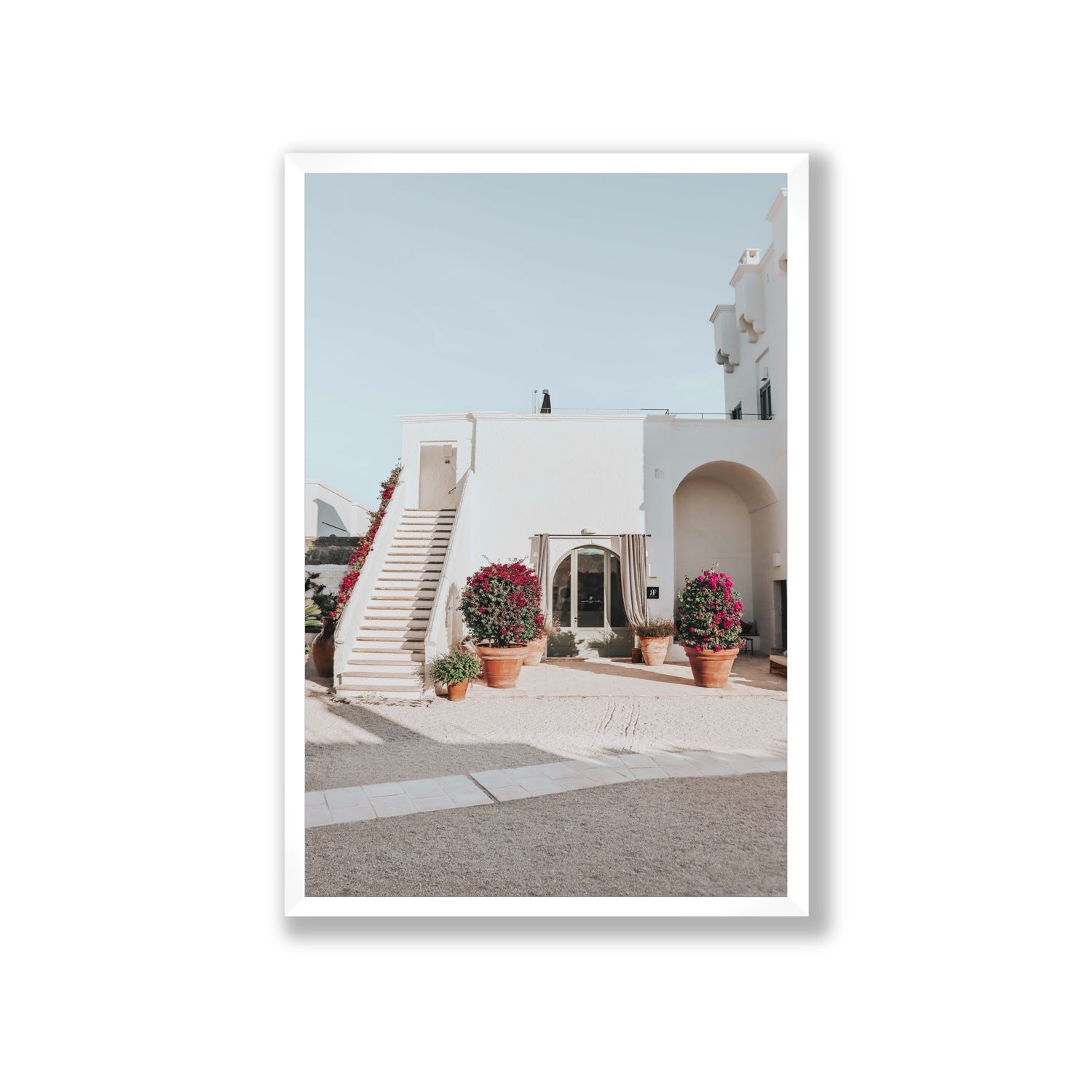 Scala Fiorita Puglia Mediterranean wall art Giant full-bleed fine art print in white frame