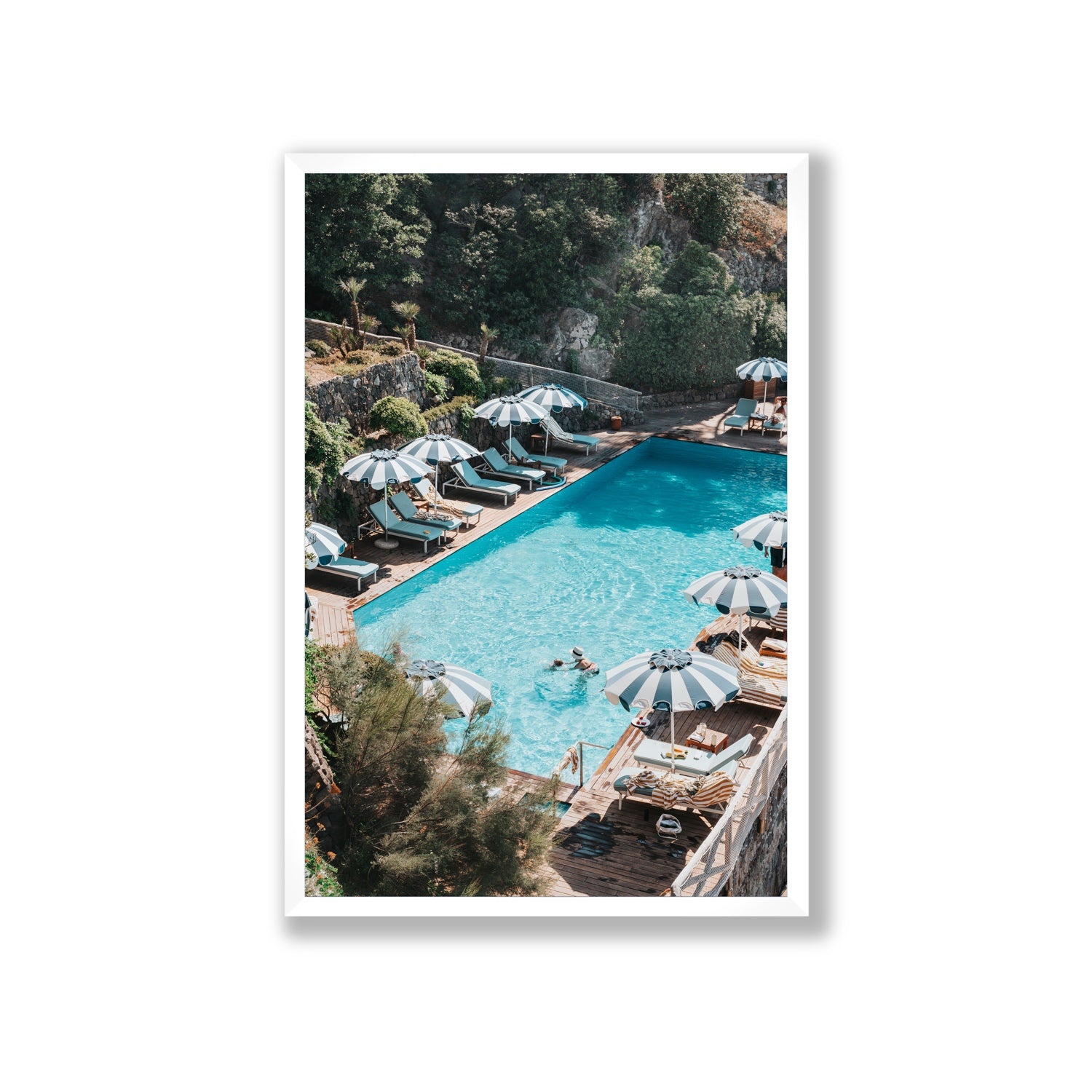 Poolside Paradise fine art print, Ischia, Italy, Giant, White Frame · Full Bleed, Fine Art Print