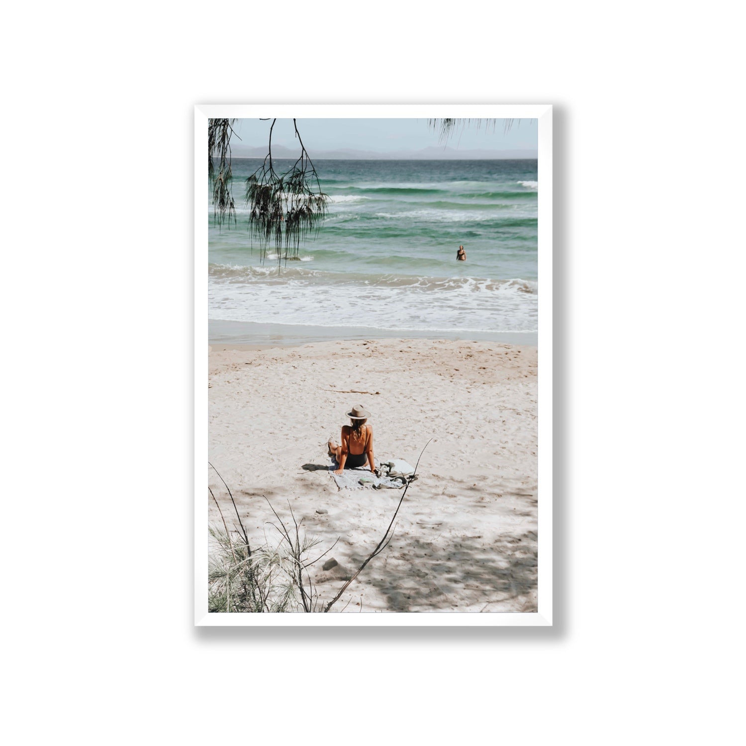 Take It Easy Byron Bay beach coastal decor wall art Giant full-bleed fine art print in white frame