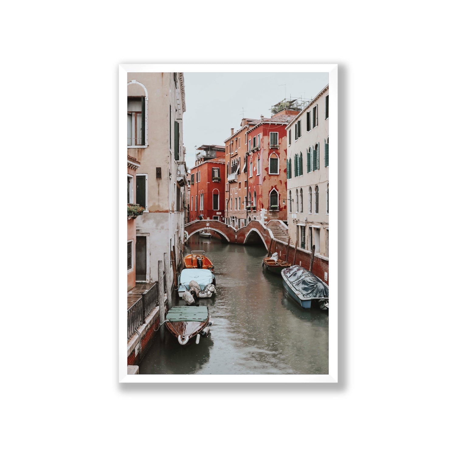 City of Water Venice Italian Mediterranean decor wall art Giant full-bleed fine art print in white frame