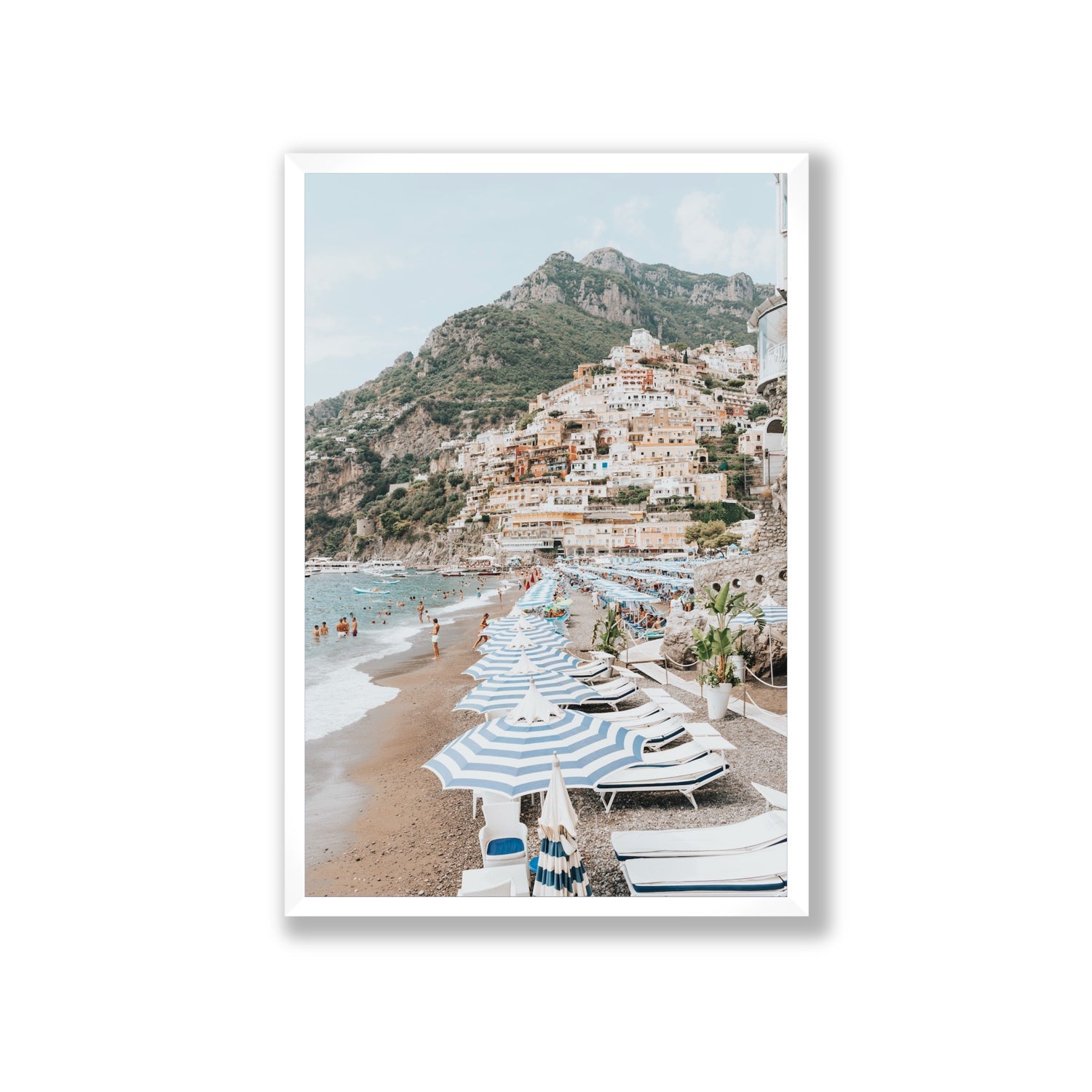 The Cliffside Village fine art print, Positano, Italy, Giant, White Frame · Full Bleed, Fine Art Print