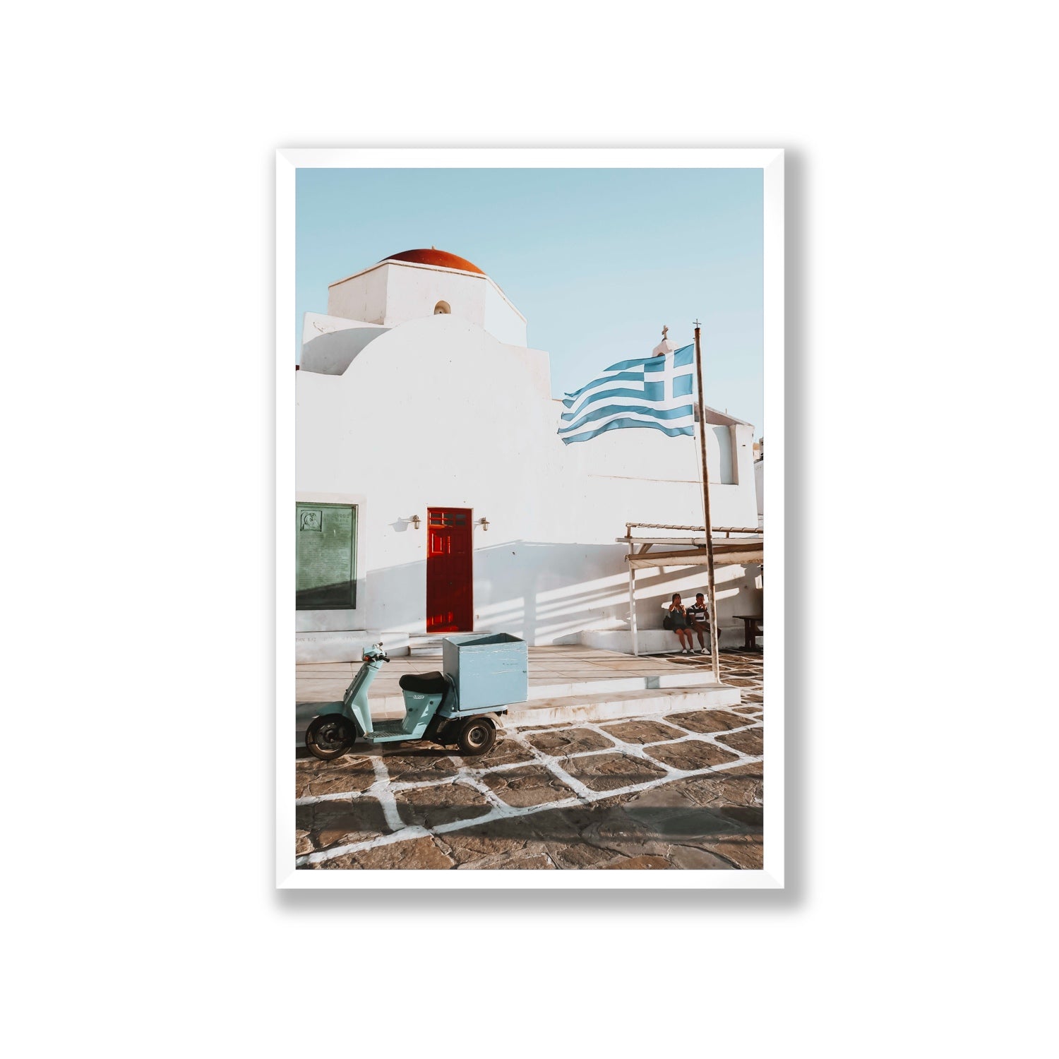Mykonos Postcard fine art print, Mykonos, Greece, Giant, White Frame · Full Bleed, Fine Art Print