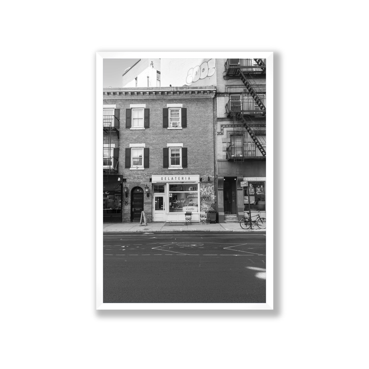 Gelateria New York NYC Black & White wall art Giant full-bleed fine art print in white frame