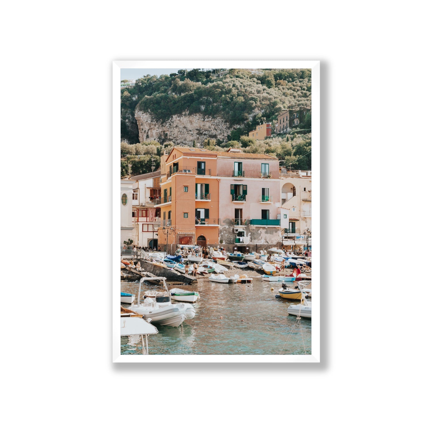 Boatyard Bliss fine art print, Sorrento, Italy, Giant, White Frame · Full Bleed, Fine Art Print