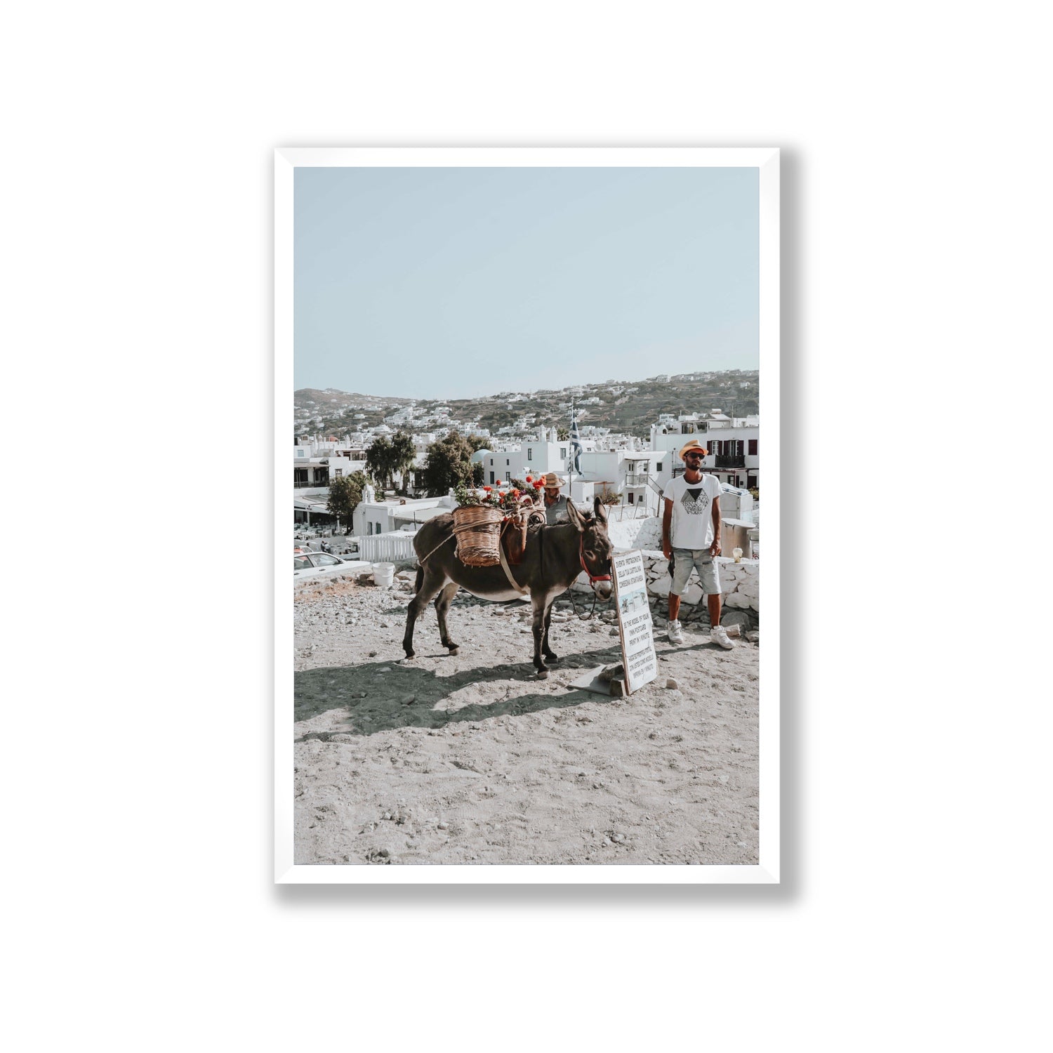 Let The Journey Begin Mykonos Greek island wall art Giant full-bleed fine art print in white frame