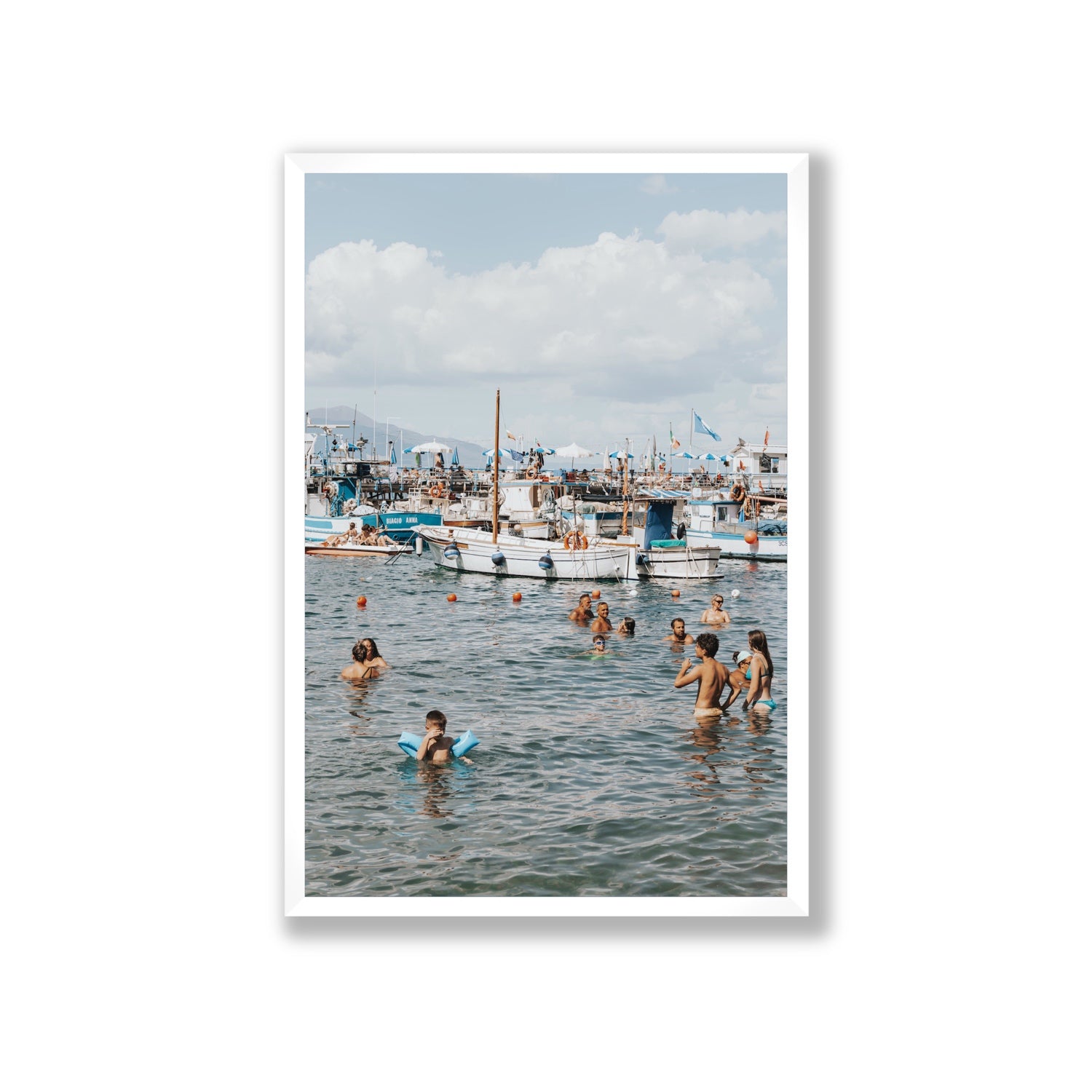 Vacanze Italiane Sorrento Italian coastal wall art Giant full-bleed fine art print in white frame