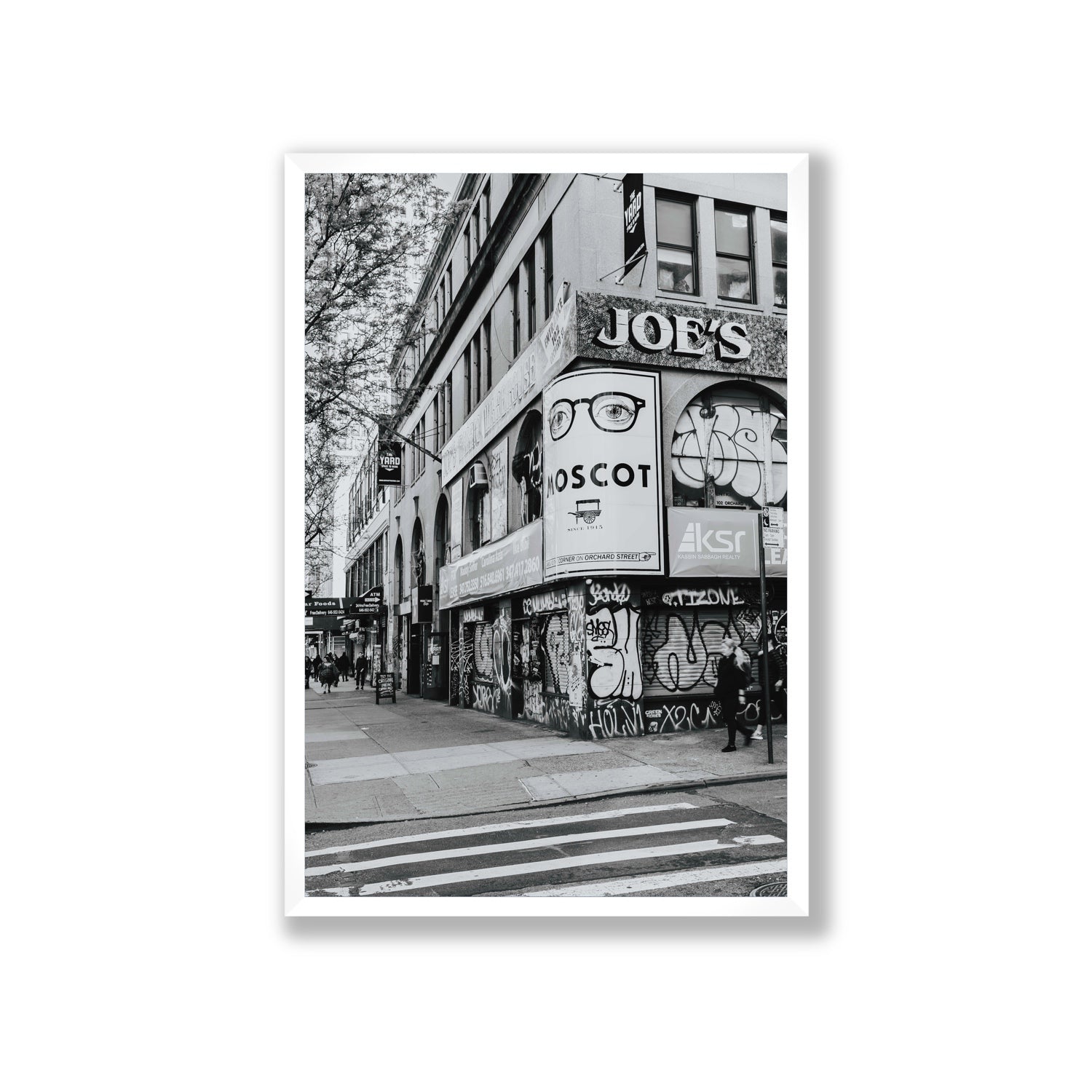 Lower East Side Murals New York NYC Black & White wall art Giant full-bleed fine art print in white frame