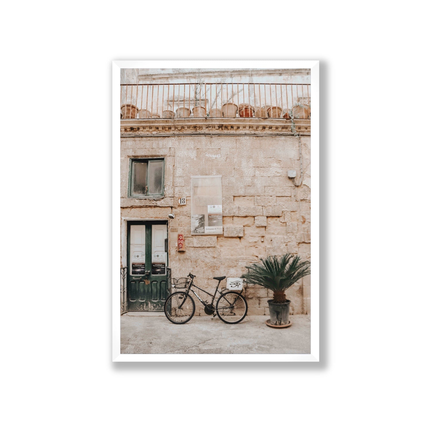 Golden Facades Puglia Lecce Italian wall art Giant full-bleed fine art print in white frame