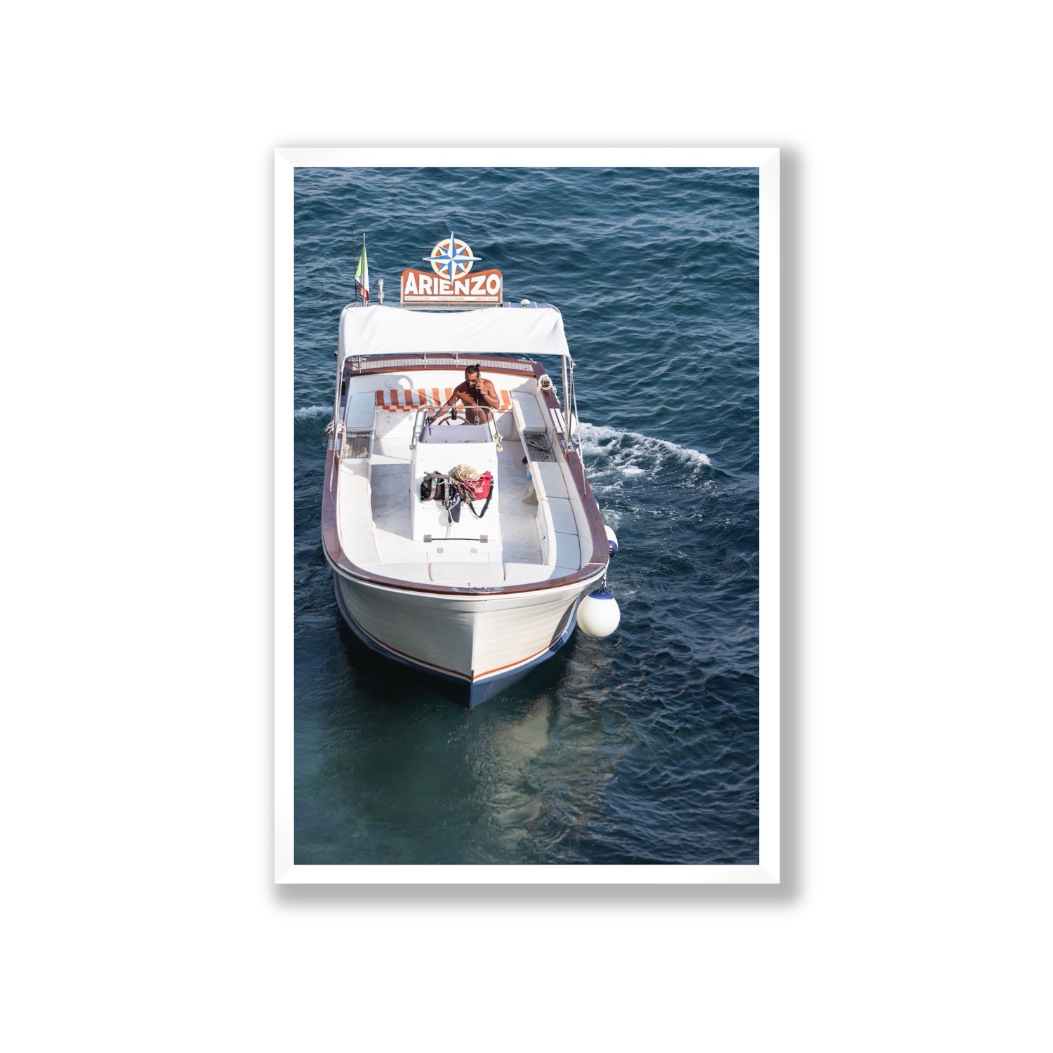 Pilota di Motoscafo fine art print, Positano, Italy, Giant, White Frame · Full Bleed, Fine Art Print