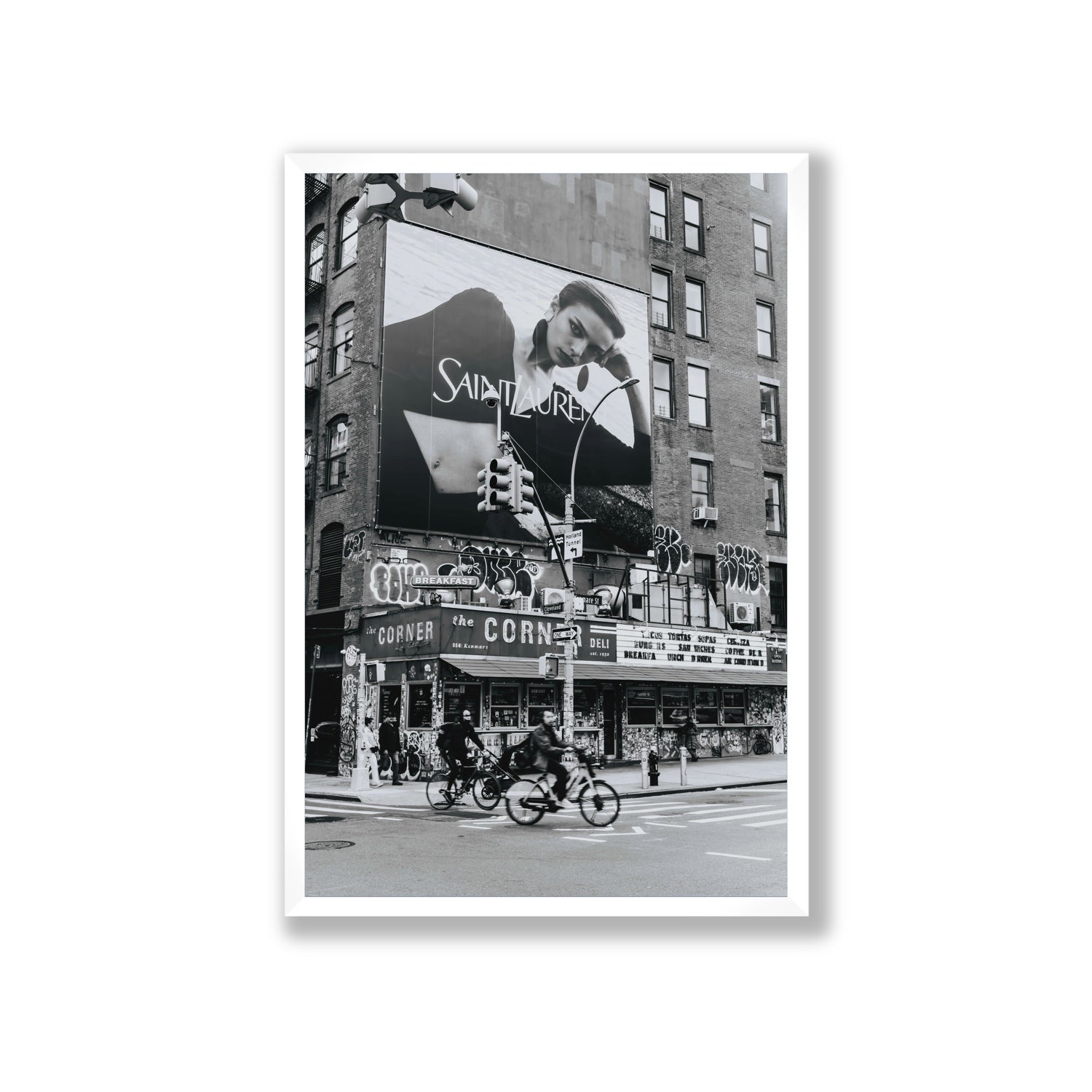 Runway To Rooftops New York NYC Black & White wall art Giant full-bleed fine art print in white frame