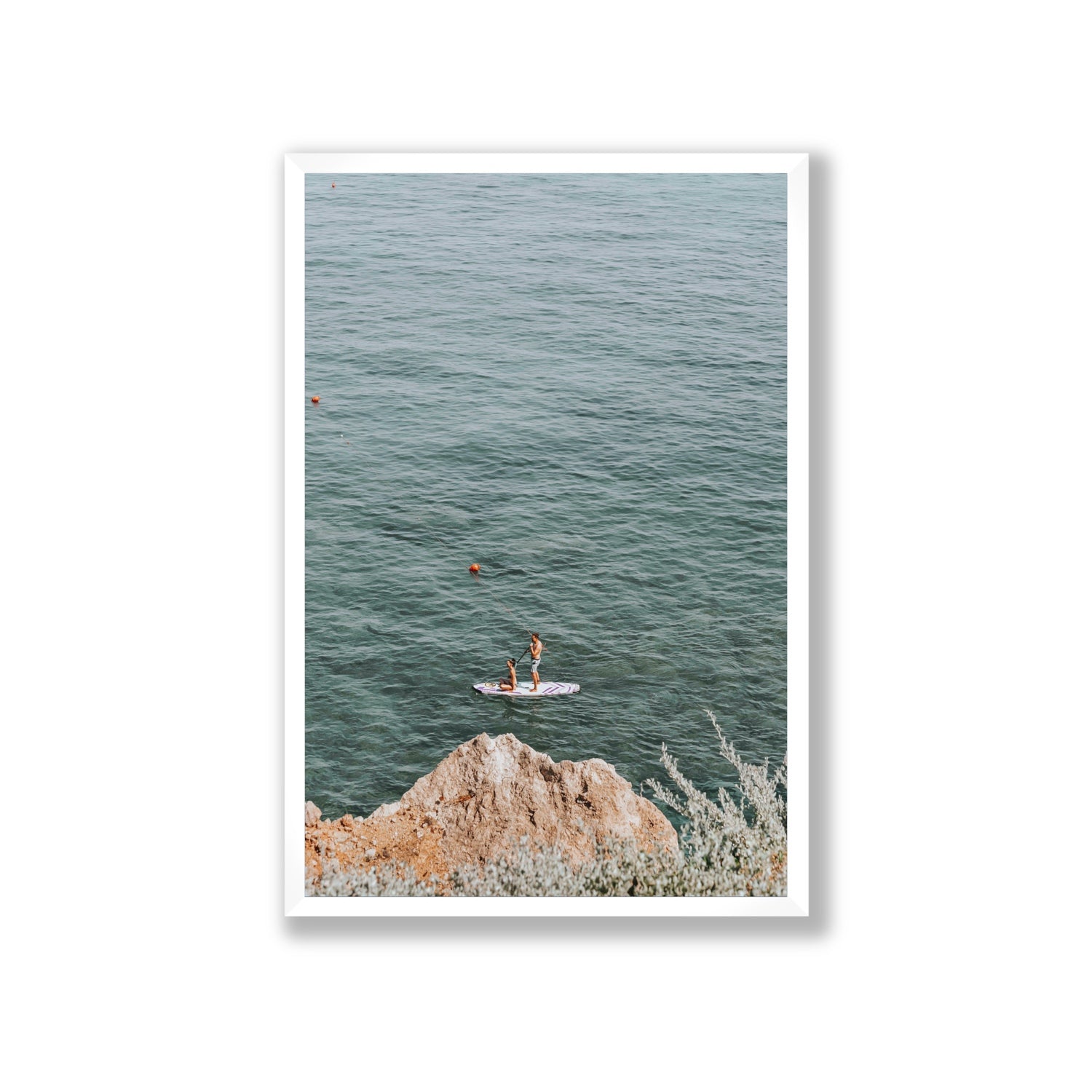 Into The Vibe Without Getting Wet Tuscany coastal wall art Giant full-bleed fine art print in white frame