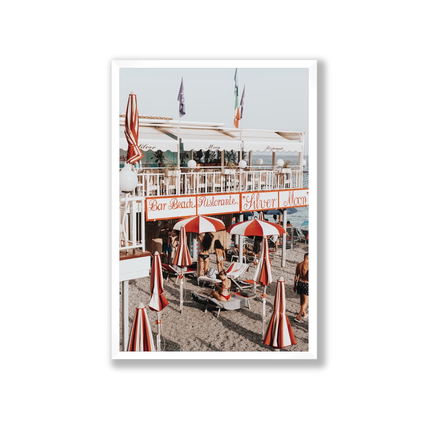 Vintage Amalfi Amalfi Mediterranean wall art Giant full-bleed fine art print in white frame