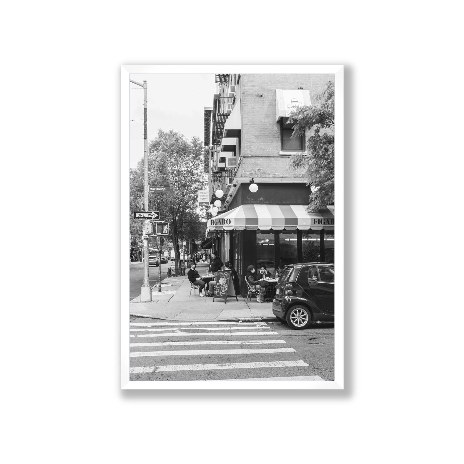 Figaro New York NYC Black & White wall art Giant full-bleed fine art print in white frame