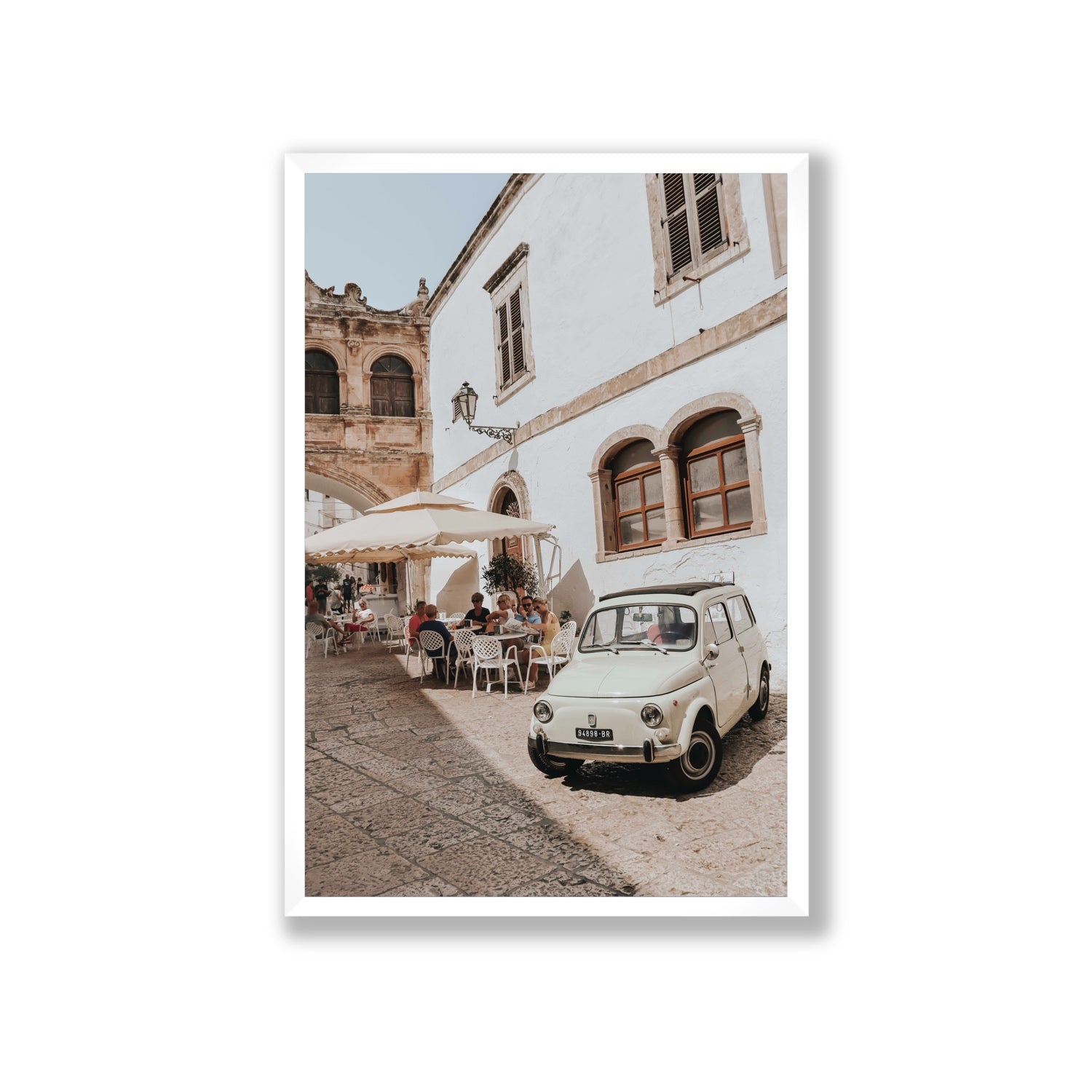 Piazza di Ostuni Puglia Italian wall art Giant full-bleed fine art print in white frame