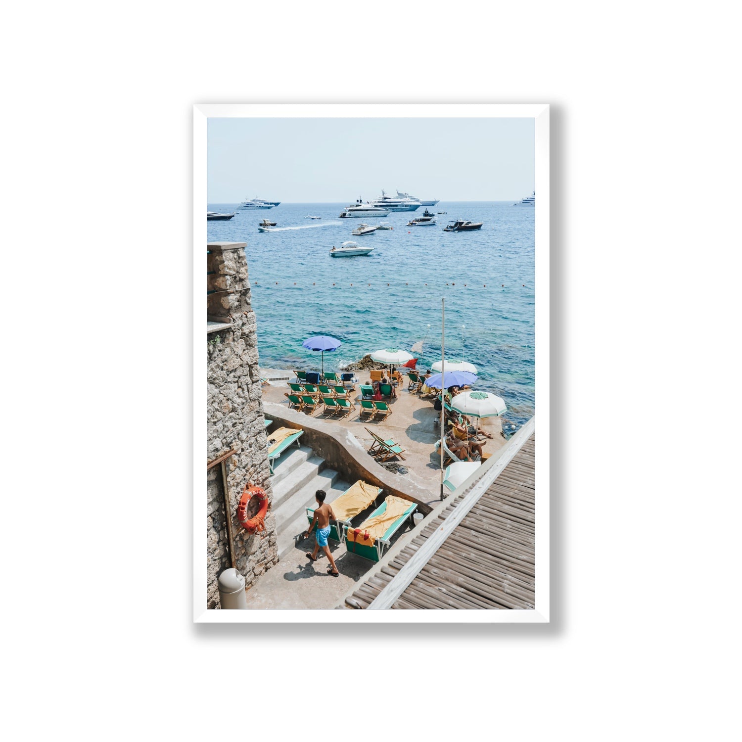 Canzone di Capri Capri Italian beach wall art Giant full-bleed fine art print in white frame