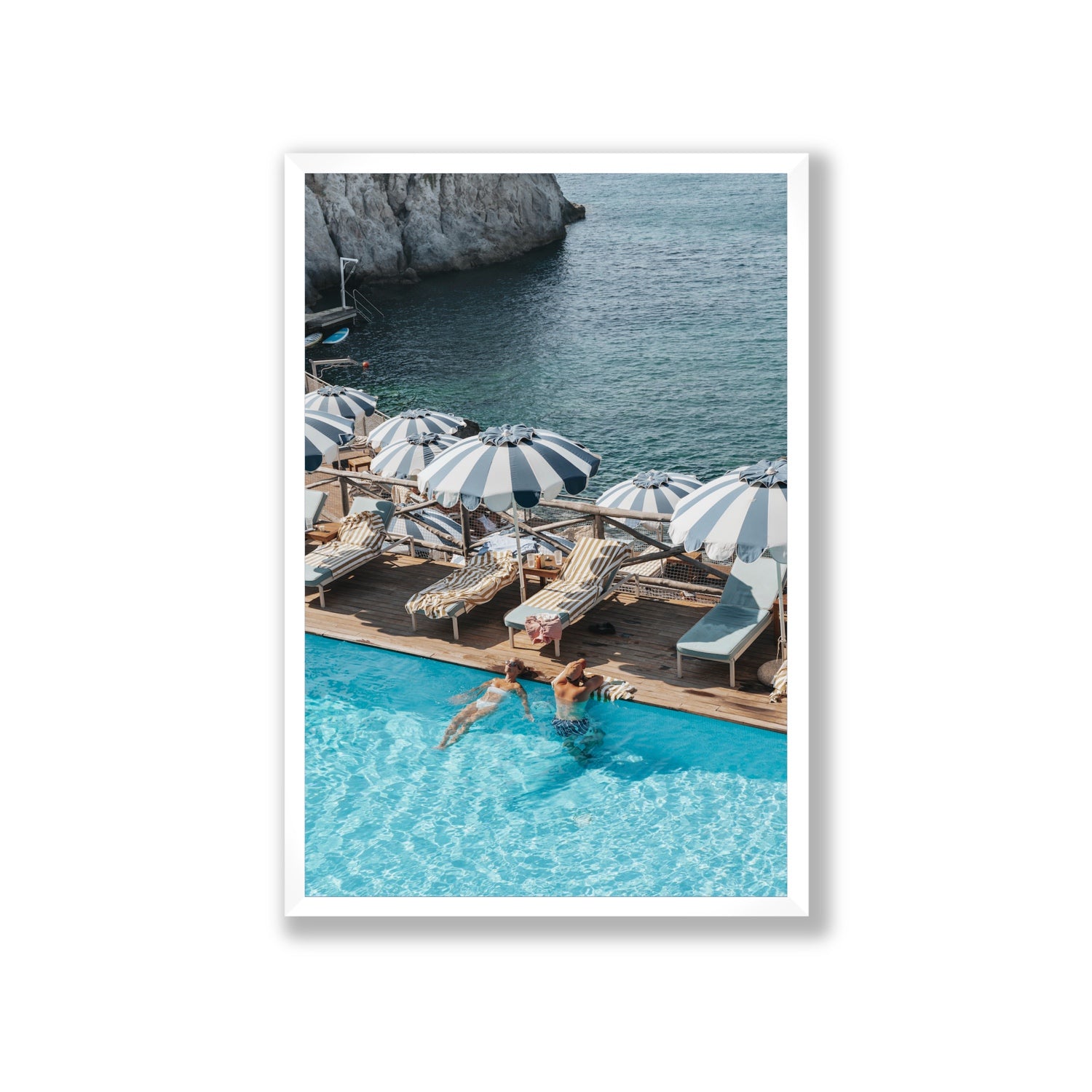 I'm Busy Ischia Italian coastal Mediterranean wall art Giant full-bleed fine art print in white frame