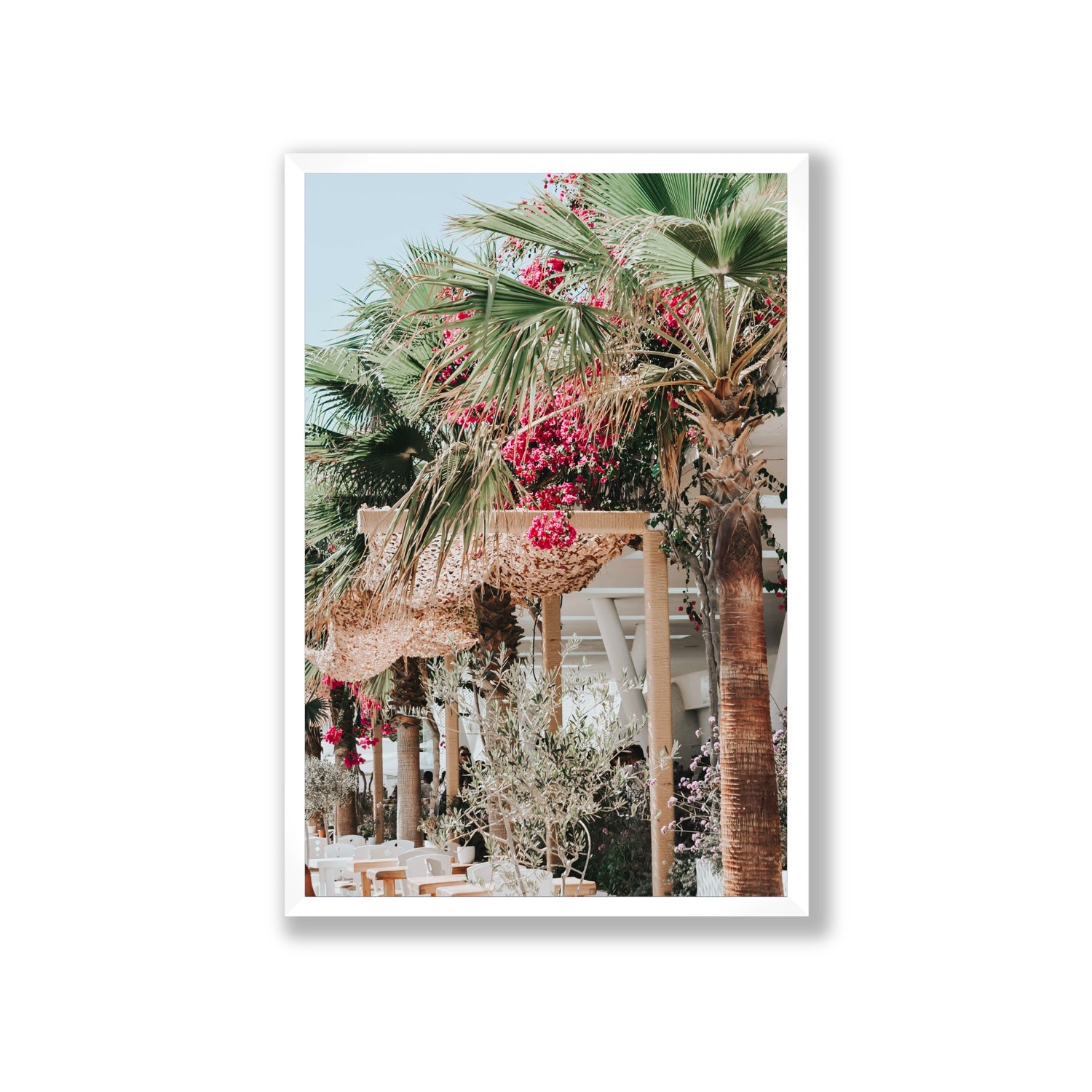 Palm Trees Mykonos Greek island wall art Giant full-bleed fine art print in white frame