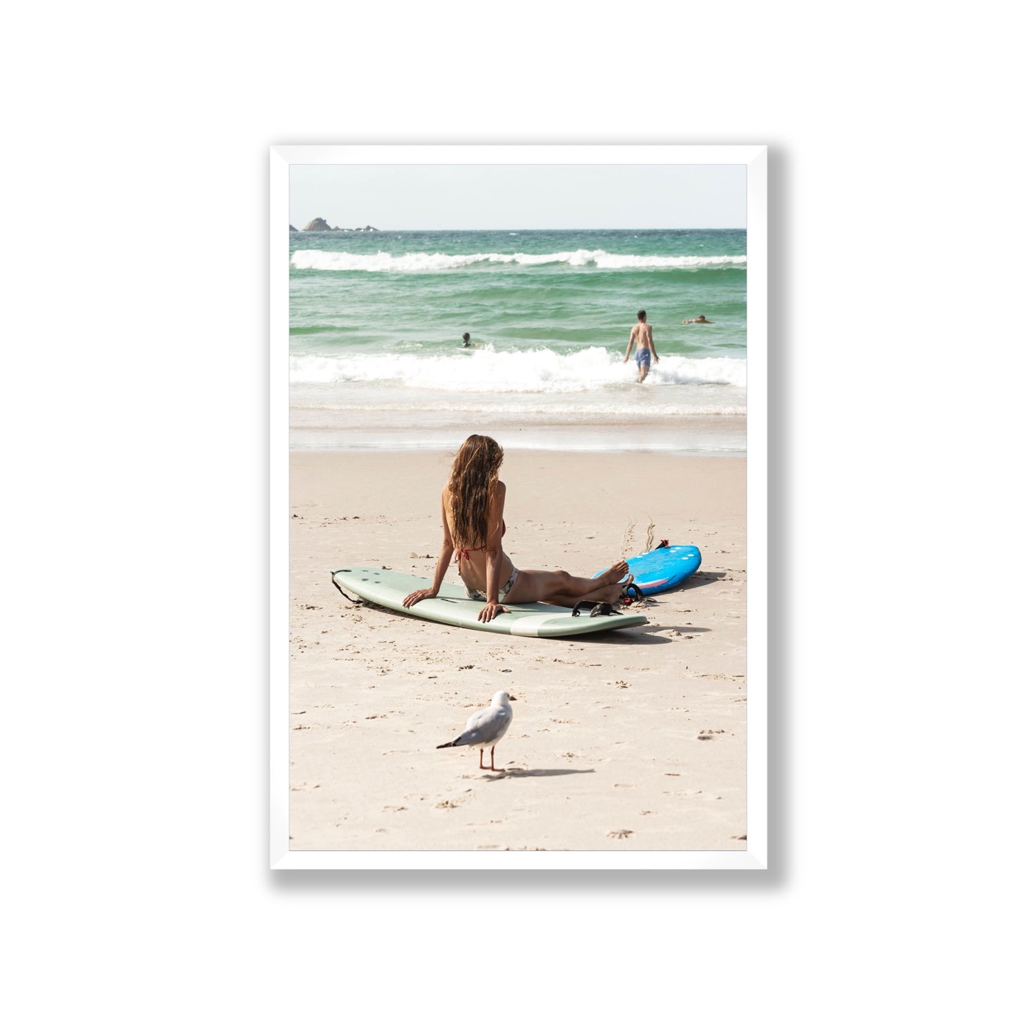 Carissa Byron Bay Surf coastal wall art Giant full-bleed fine art print in white frame