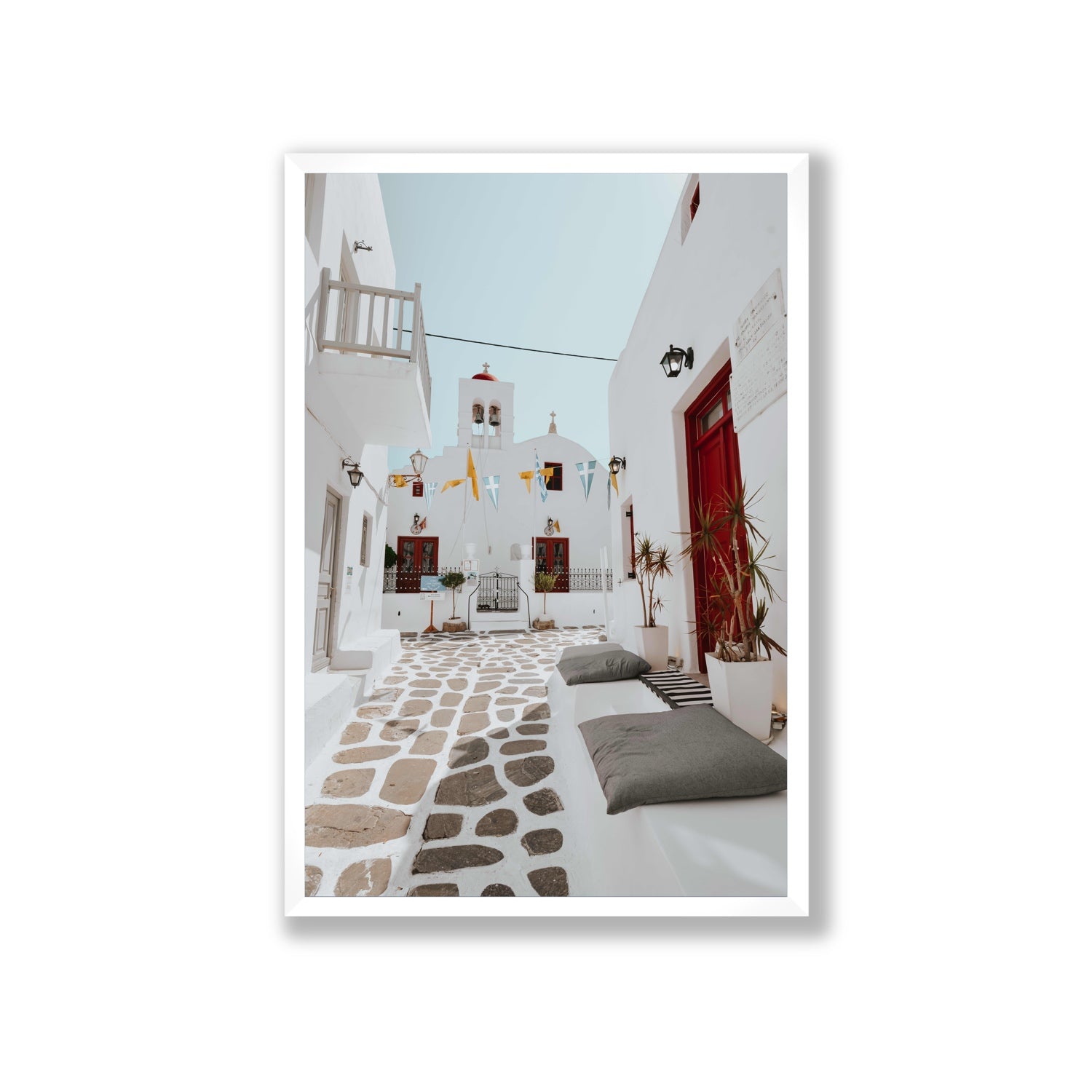 Cycladic Charm fine art print, Mykonos, Greece, Giant, White Frame · Full Bleed, Fine Art Print