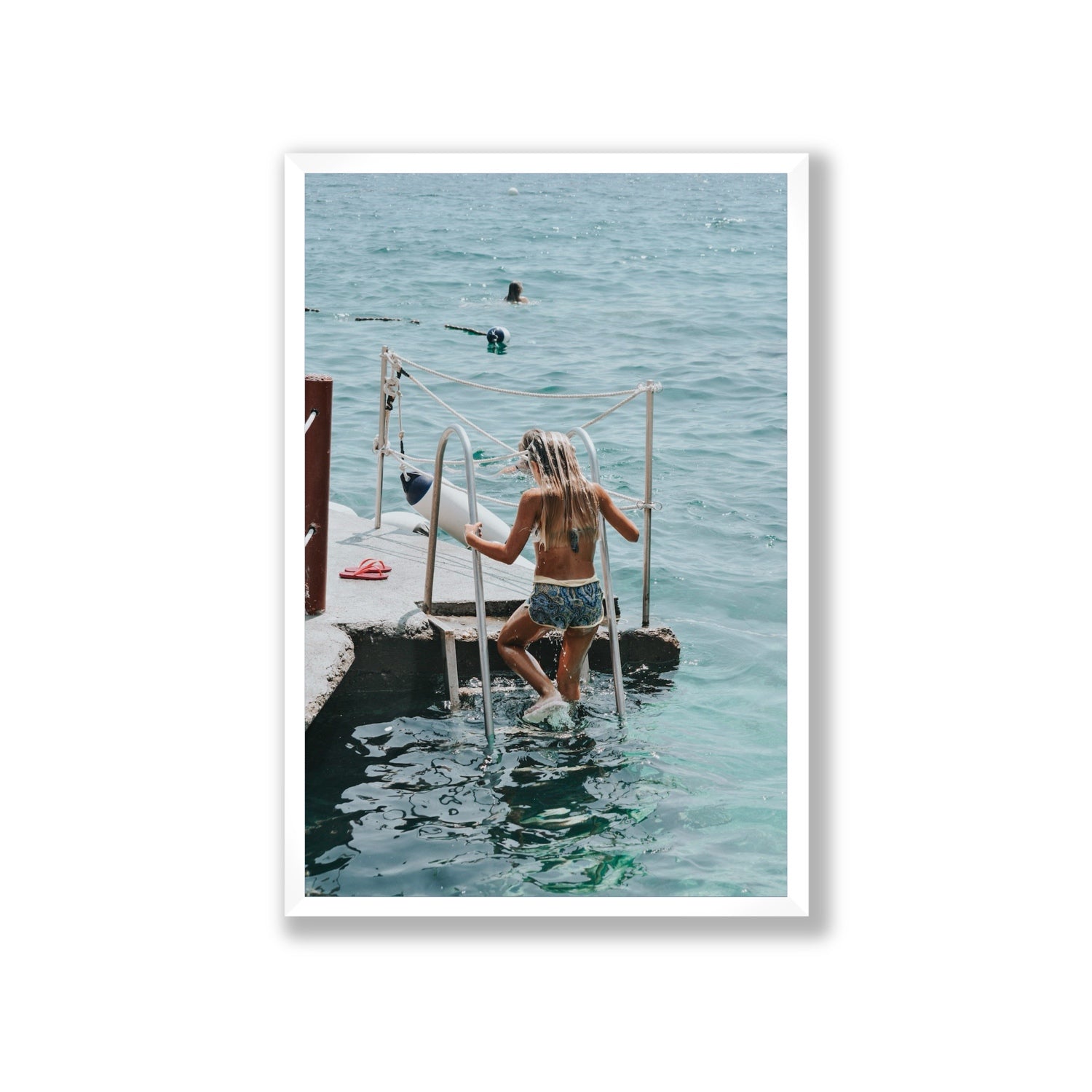 Little Mermaid Capri Mediterranean wall art Giant full-bleed fine art print in white frame
