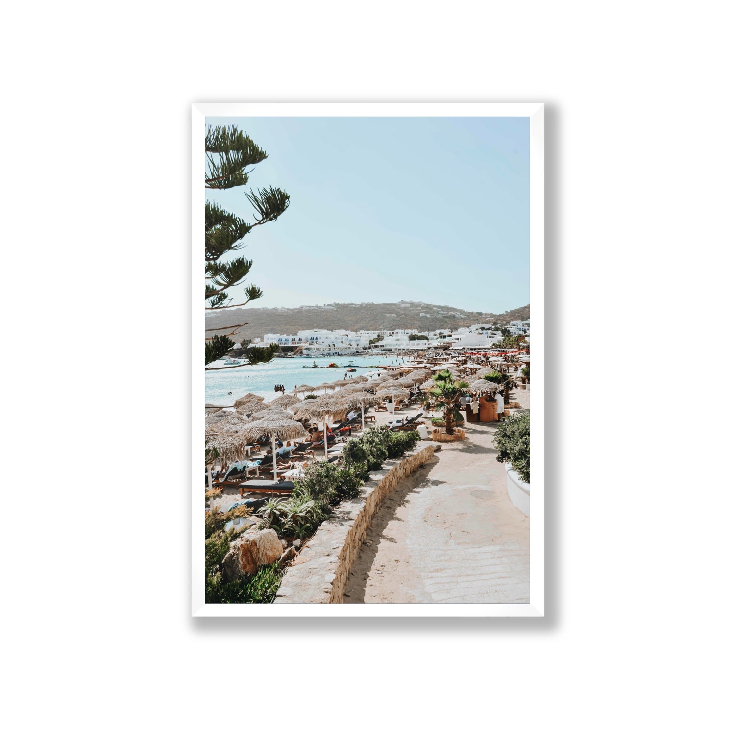 All Roads Lead To The Beach Mykonos Greek island wall art Giant full-bleed fine art print in white frame