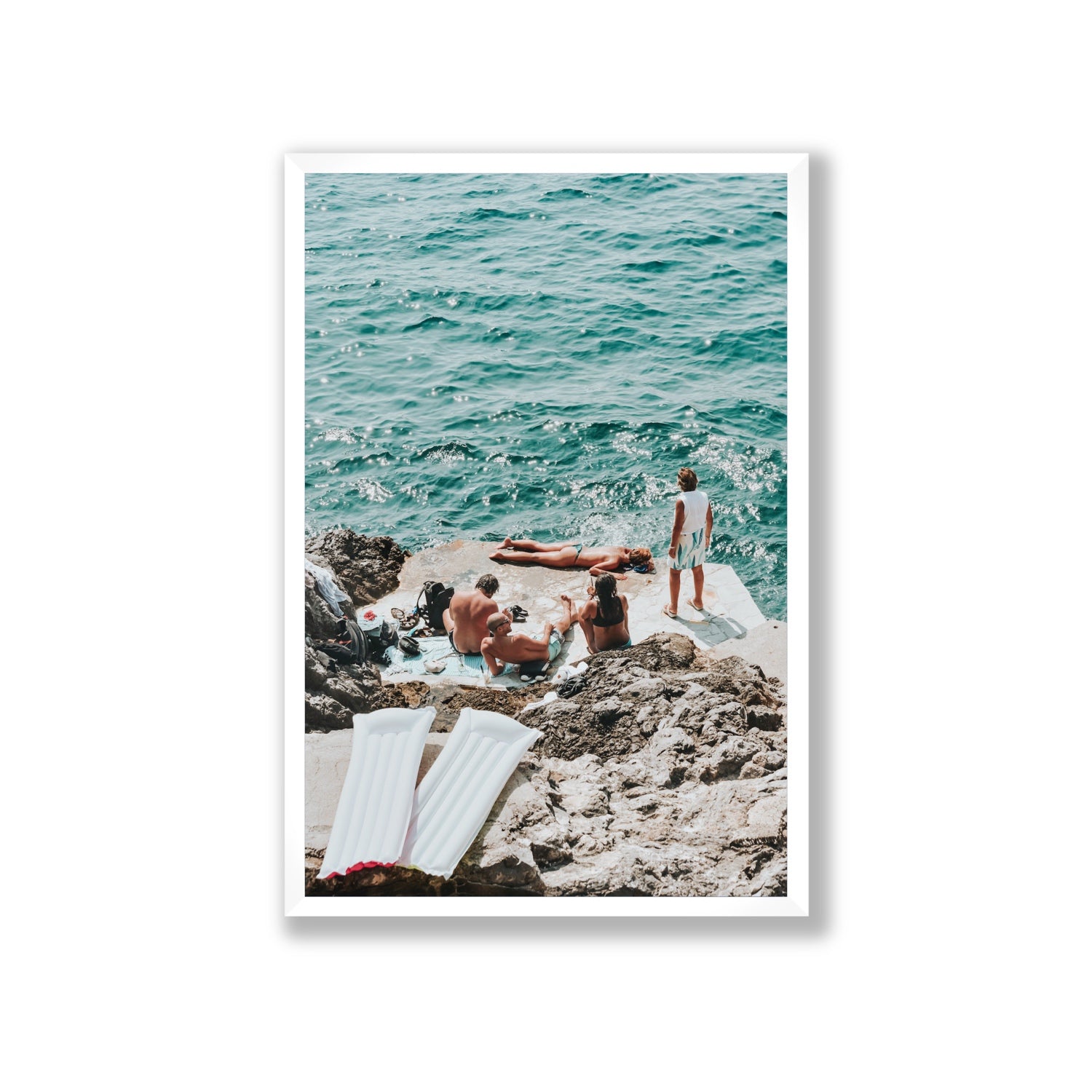 Gli Amici Praiano Amalfi Coast coastal wall art Giant full-bleed fine art print in white frame