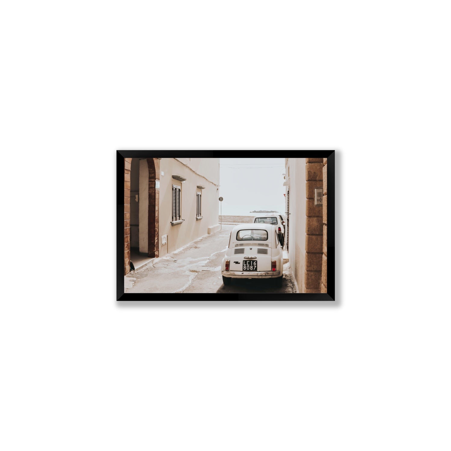 Bambini Lane Puglia Italian wall art Medium full-bleed fine art print in black frame